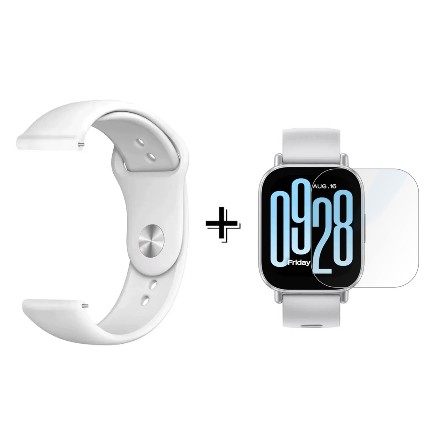 Forzacase Xiaomi Redmi Watch 5 Lite ile uyumlu Silikon Kordon Kayış + Kırılmaz Cam Koruma - FC875
