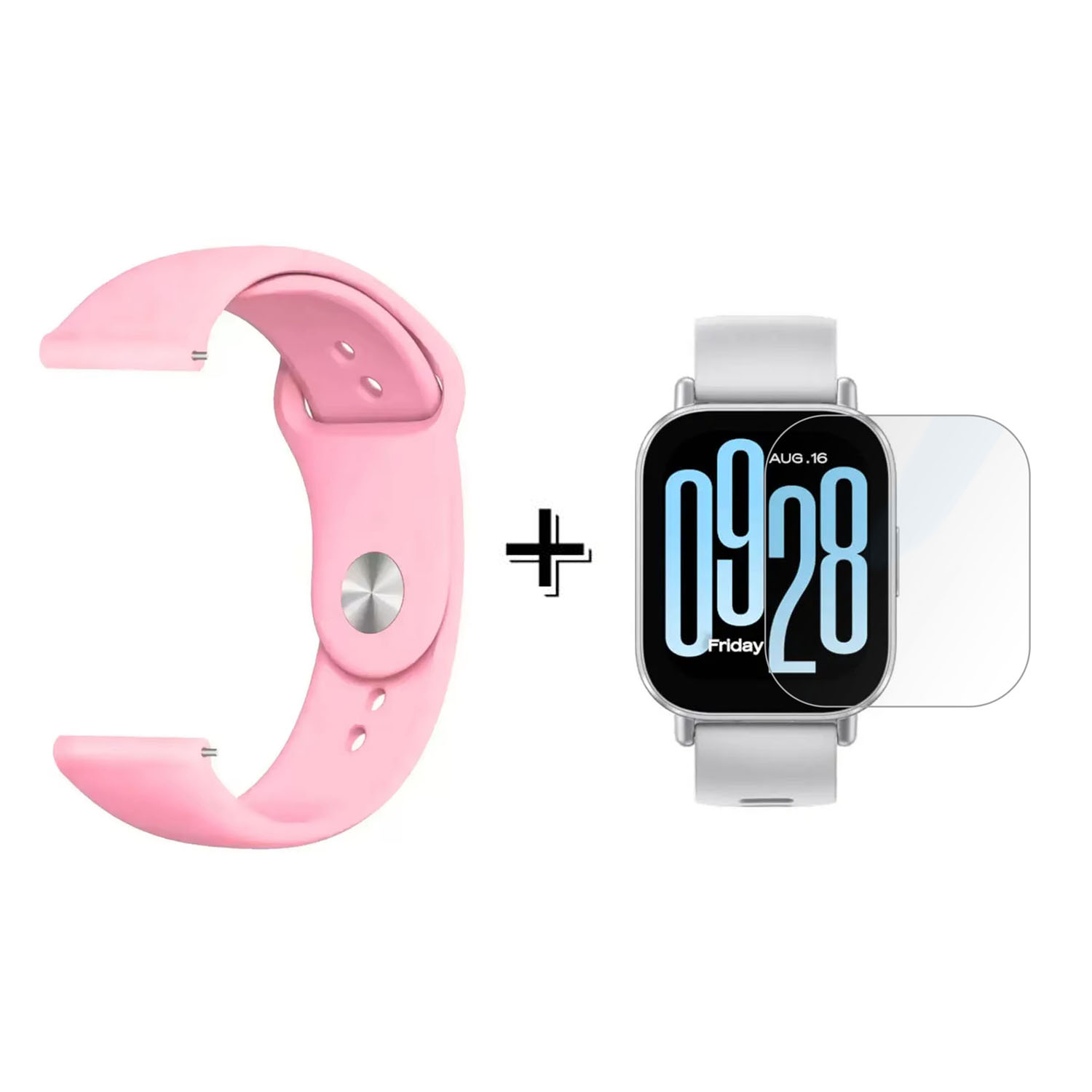 Forzacase Xiaomi Redmi Watch 5 Lite ile uyumlu Silikon Kordon Kayış + Kırılmaz Cam Koruma - FC875