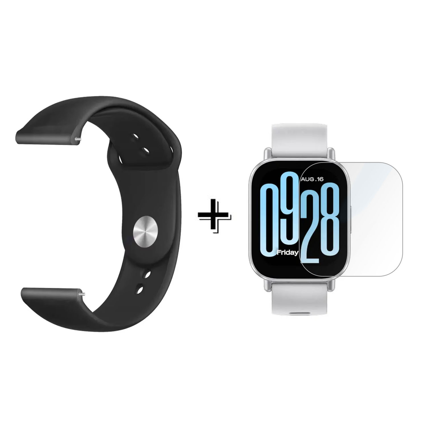 Forzacase Xiaomi Redmi Watch 5 Lite ile uyumlu Silikon Kordon Kayış + Kırılmaz Cam Koruma - FC875