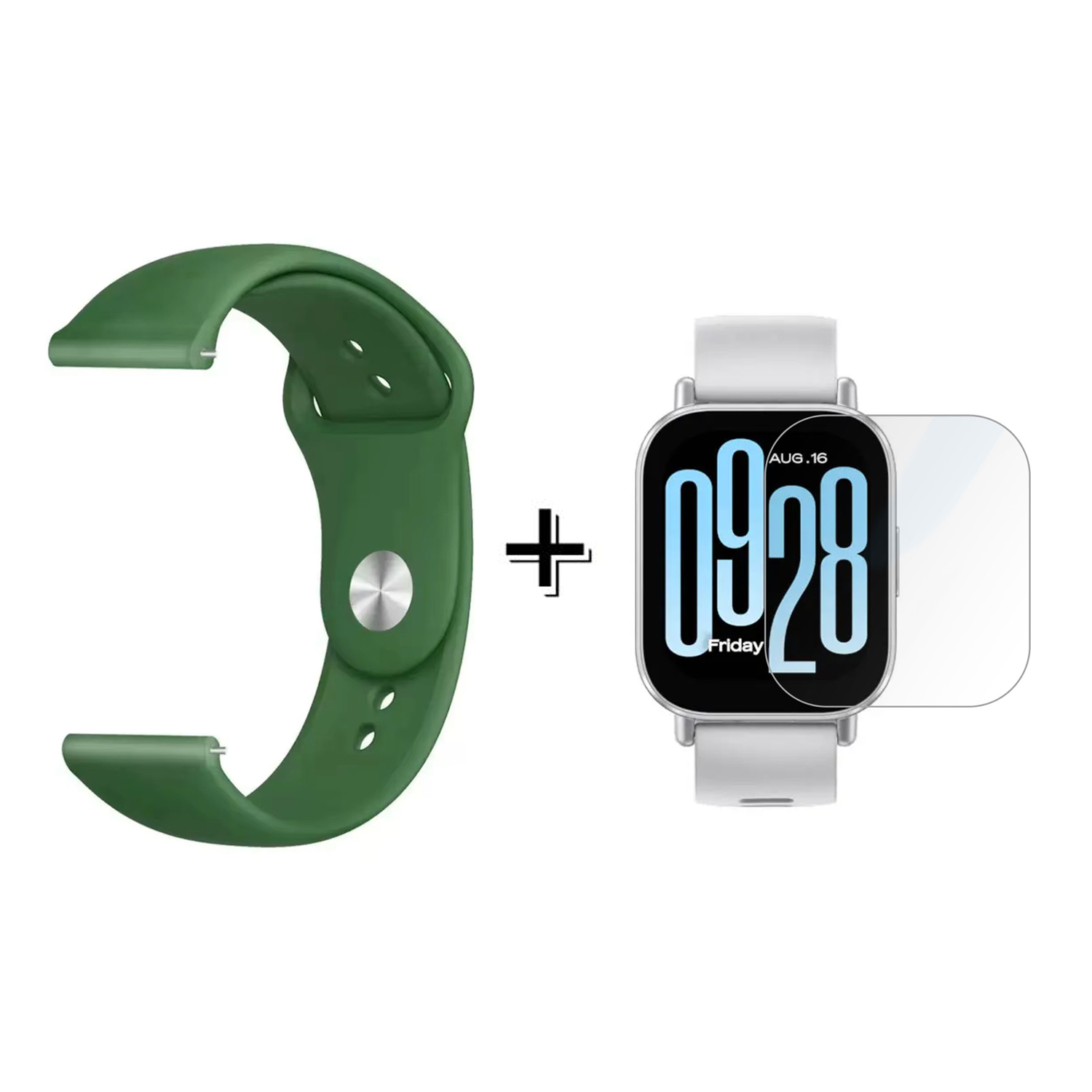 Forzacase Xiaomi Redmi Watch 5 Active ile uyumlu Silikon Kordon Kayış + Kırılmaz Cam Koruma - FC875