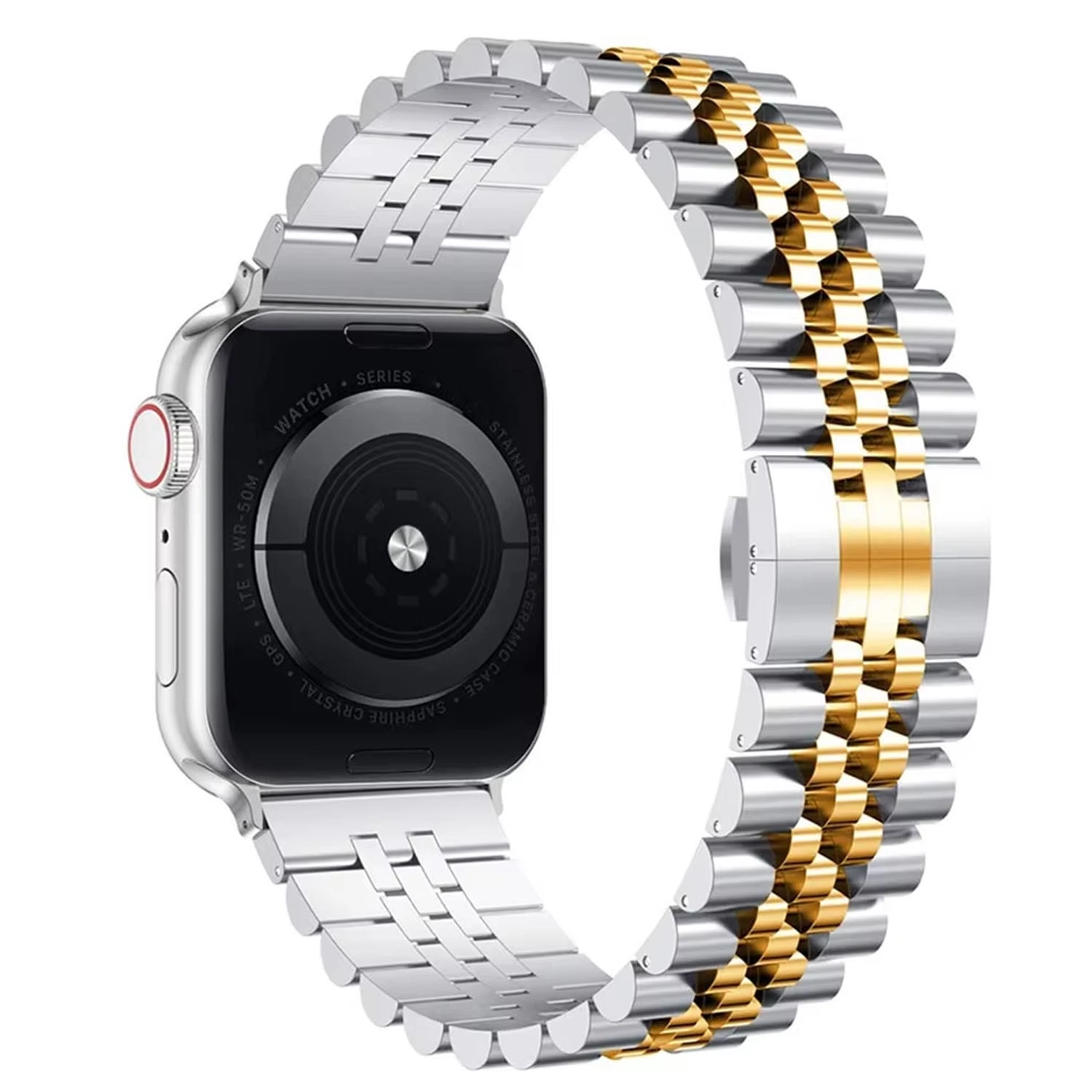 Forzacase Apple Watch 11 46mm ile uyumlu Rolex Tasarım Metal Kordon Kayış - FC878
