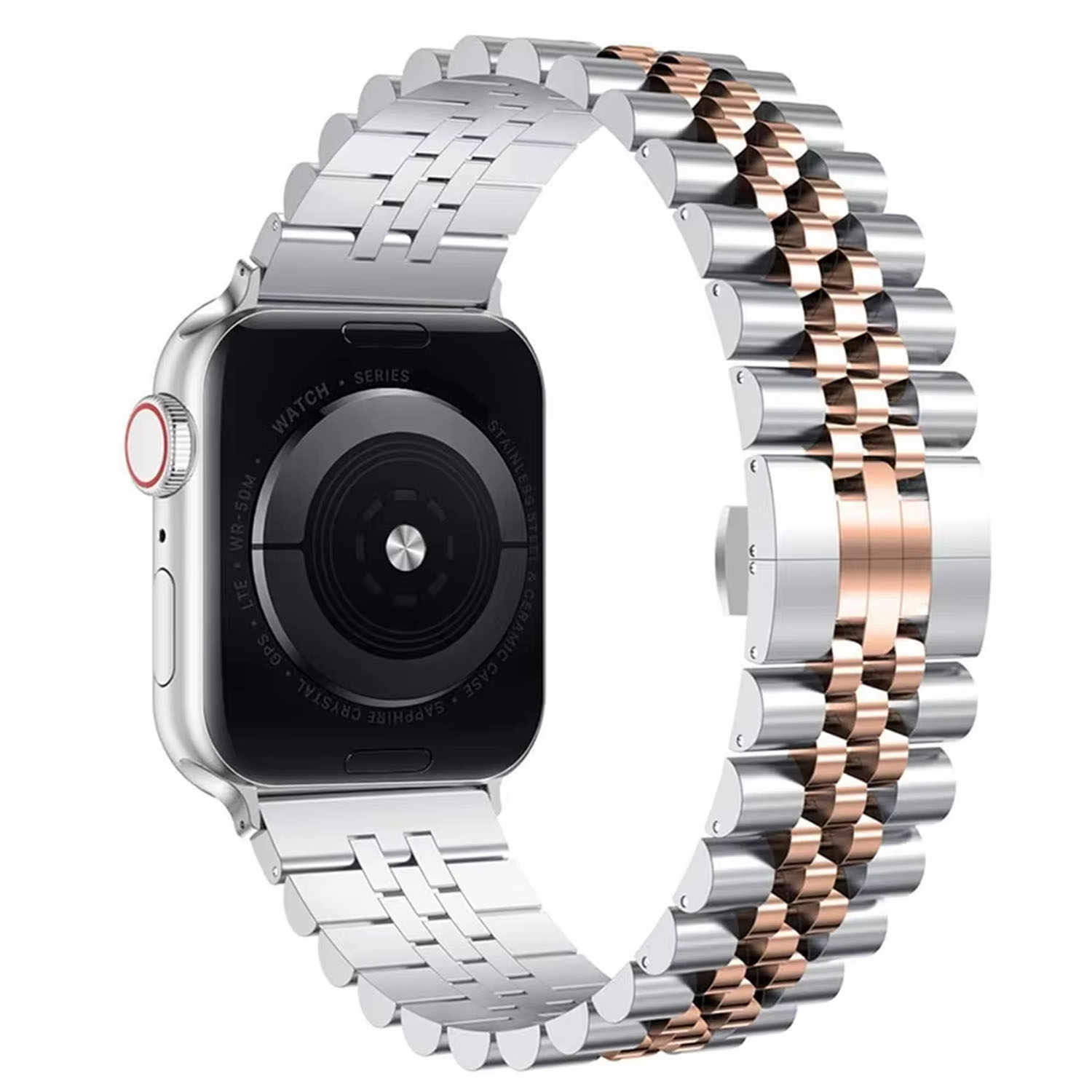 Forzacase Apple Watch 12 46mm ile uyumlu Rolex Tasarım Metal Kordon Kayış - FC878