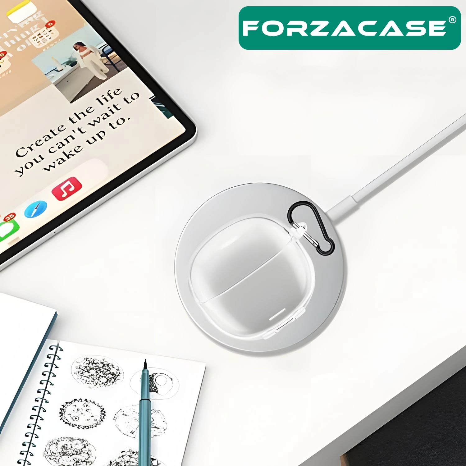 Forzacase Xiaomi Redmi Buds 6 Lite uyumlu Şeffaf Anahtar Askılıklı Bluetooth Kulaklık Kılıfı - FC927
