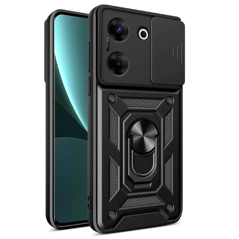 Forzacase Tecno Camon 20 Pro 5G ile uyumlu Ares Seri Yüzük Stand Kamera Korumalı Sürgülü Sert Kılıf