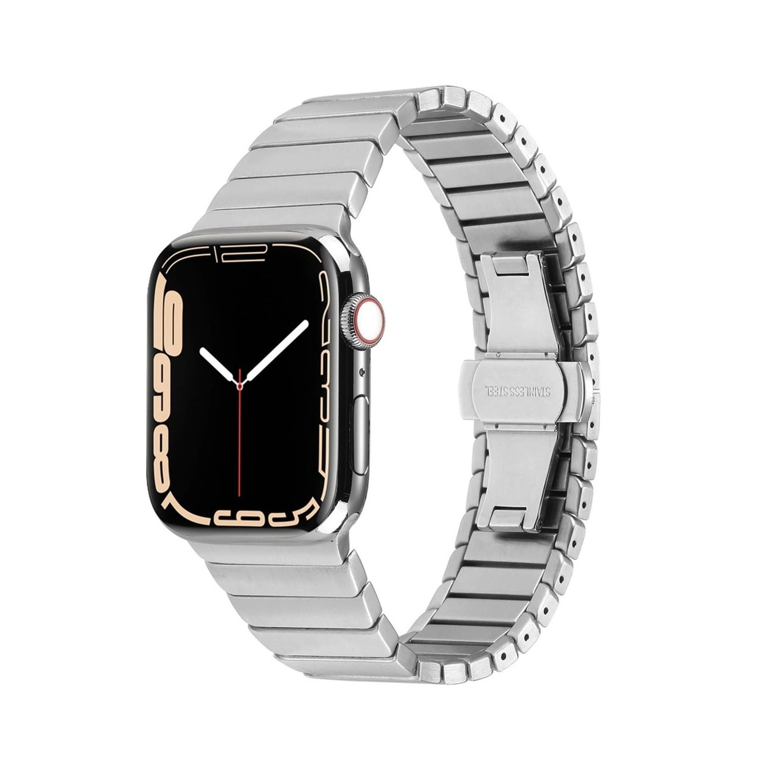 Forzacase Apple Watch SE / SE 2 44mm ile uyumlu Balık Sırtı Paslanmaz Çelik Kordon - FC1100