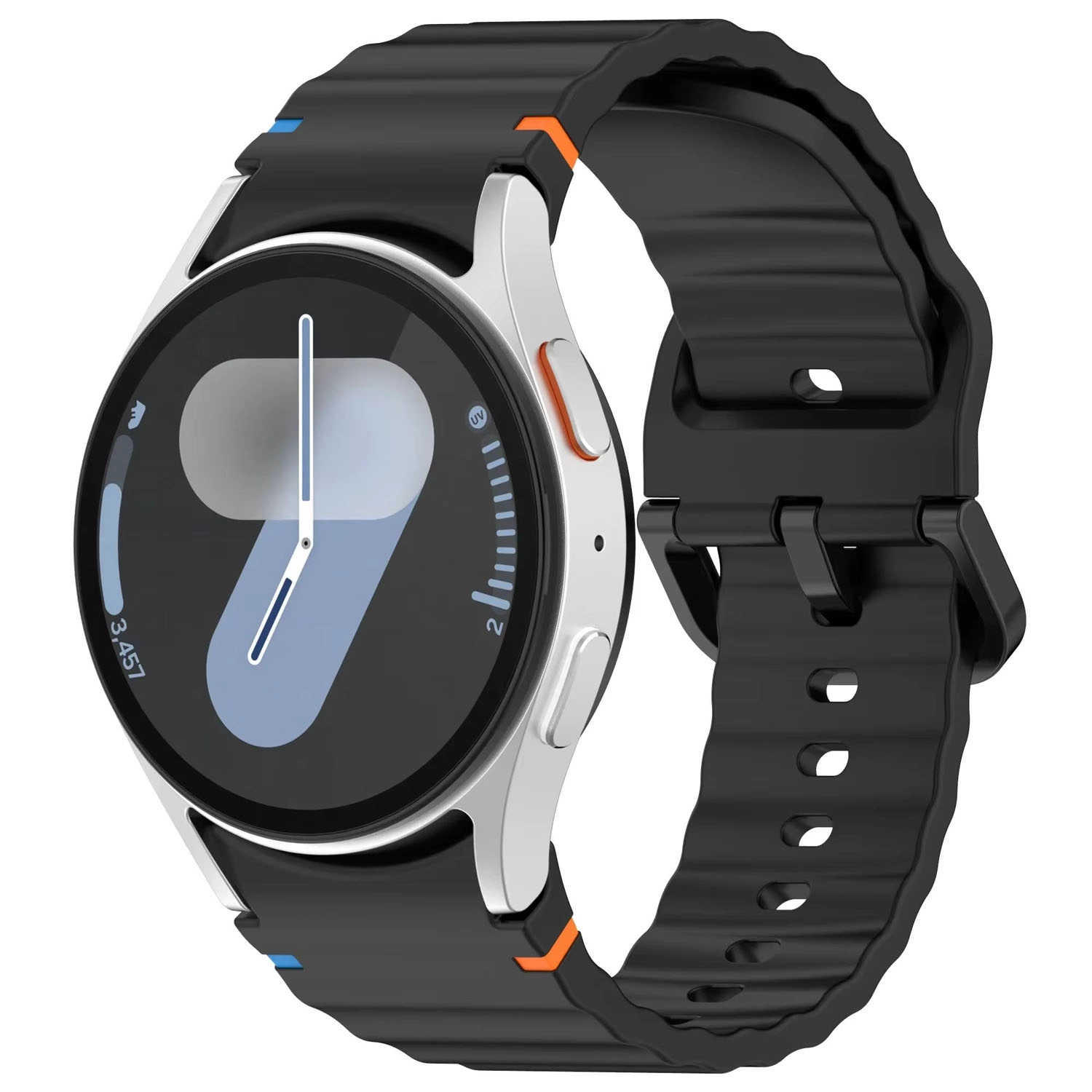 Forzacase Samsung Galaxy Watch 5 40mm ile uyumlu Wavy Style Tokalı Silikon Kordon Kayış - FC1101