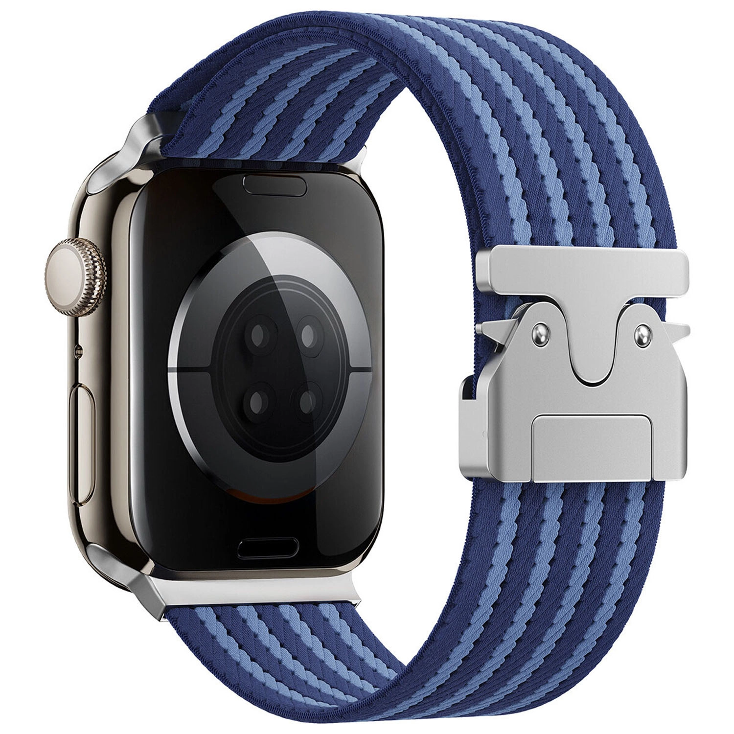 Forzacase Apple Watch Ultra 3 49mm ile uyumlu Mekanik Tokalı Çizgili Hasır Örgü Kordon - FC1255