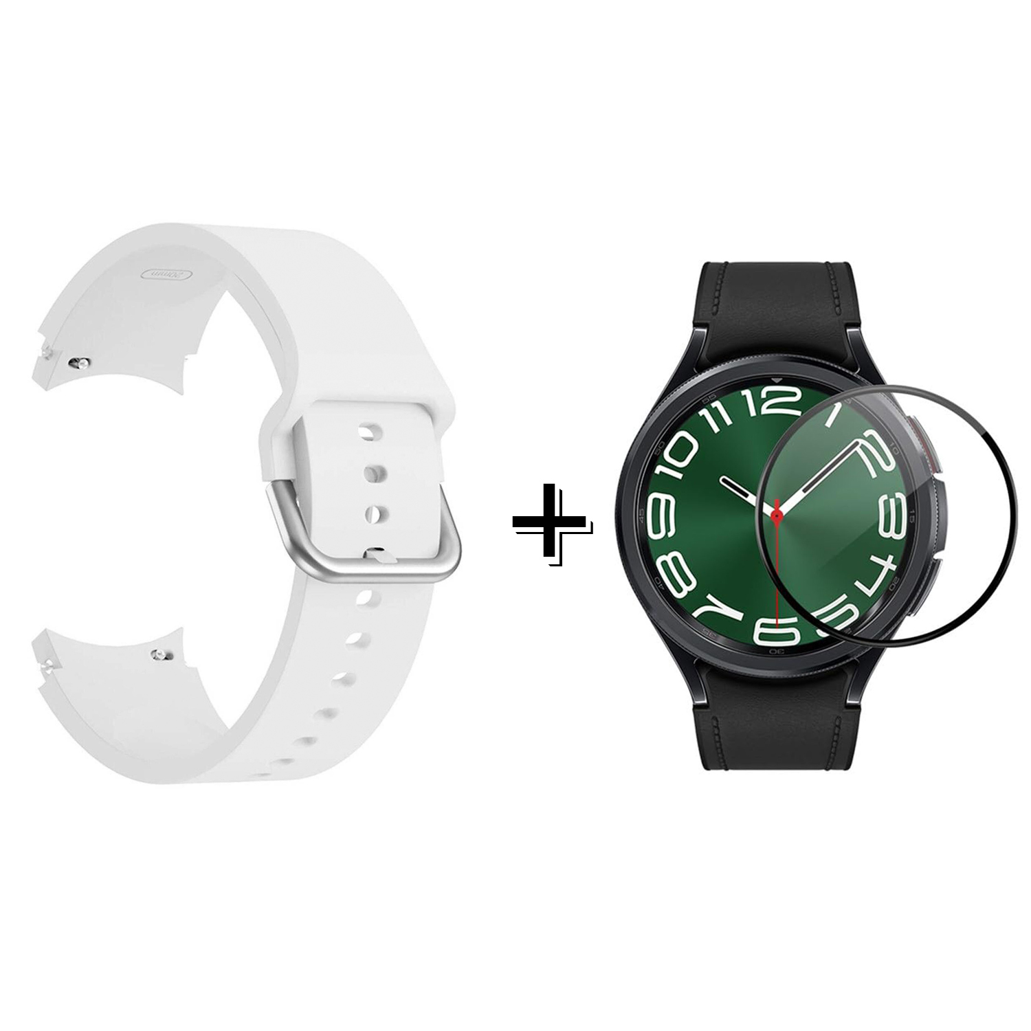Forzacase Samsung Galaxy Watch 6 Classic 43mm için Silikon Kordon Kayış + Ekran Koruma Filmi - FC163