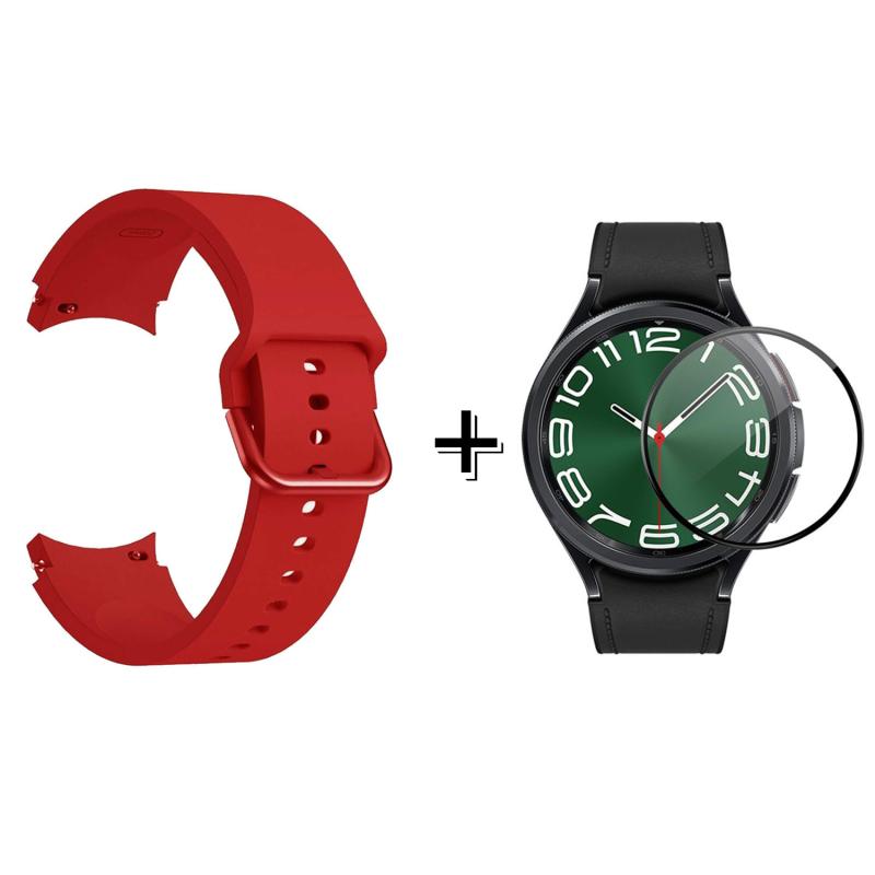 Forzacase Samsung Galaxy Watch 6 40mm ile uyumlu Silikon Kordon Kayış + Ekran Koruma Filmi - FC163