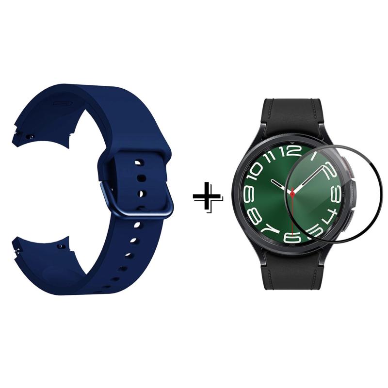 Forzacase Samsung Galaxy Watch 6 Classic 43mm için Silikon Kordon Kayış + Ekran Koruma Filmi - FC163