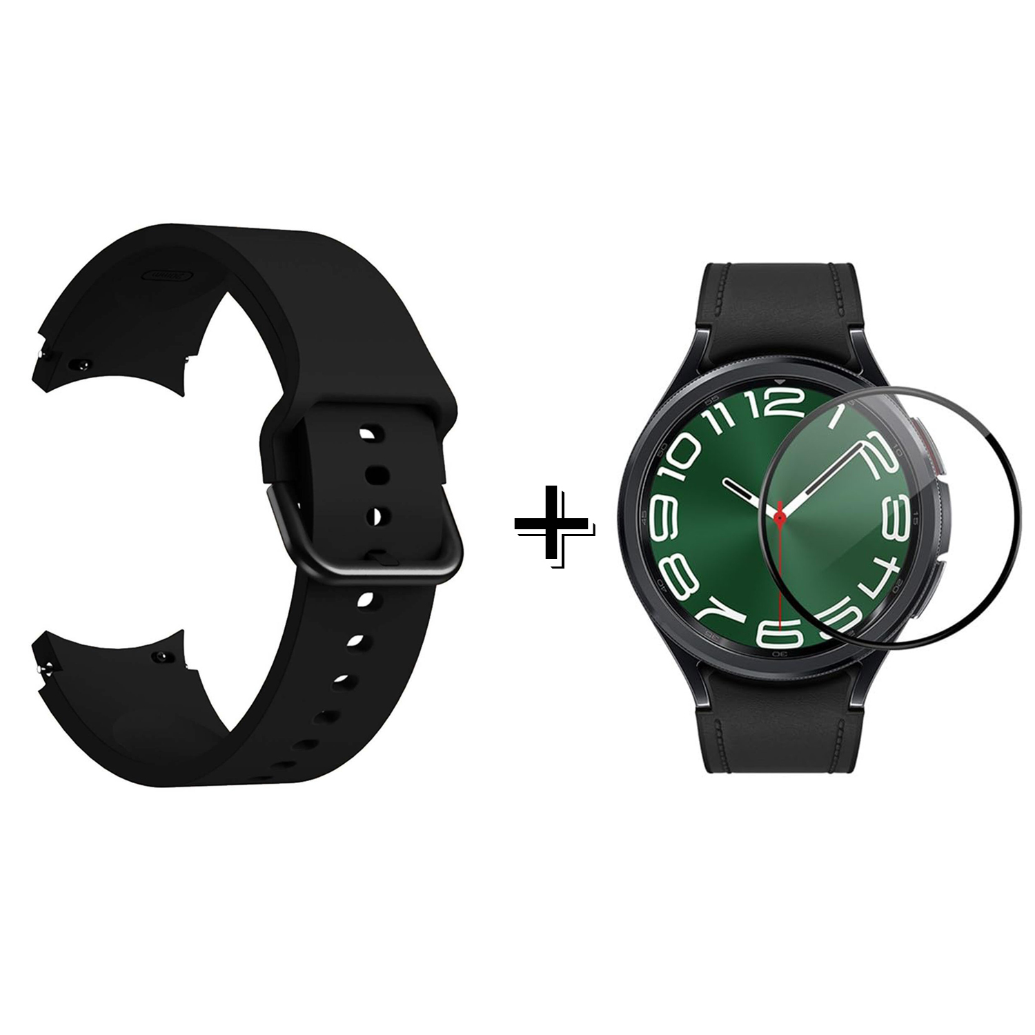 Forzacase Samsung Galaxy Watch 6 44mm ile uyumlu Silikon Kordon Kayış + Ekran Koruma Filmi - FC163