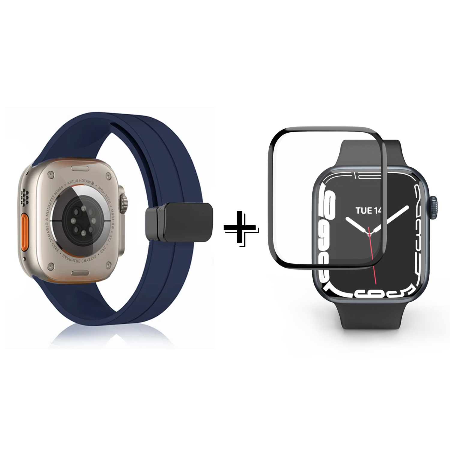 Forzacase Apple Watch 8 45 mm için Manyetik Tokalı Silikon Kordon Kayış + Ekran Koruma Filmi - FC272