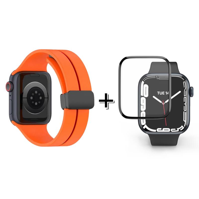 Forzacase Apple Watch Ultra 2 için Manyetik Tokalı Silikon Kordon Kayış + Ekran Koruma Filmi - FC272