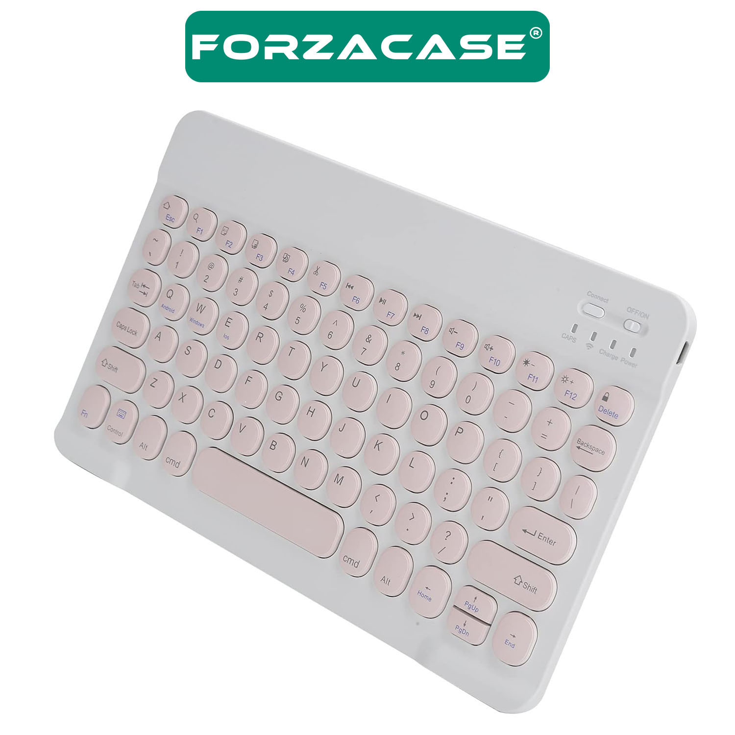 Forzacase Tablet ve Telefonlar için Şarjlı Yuvarlak Tuşlu Bluetooth Kablosuz Klavye - FC756