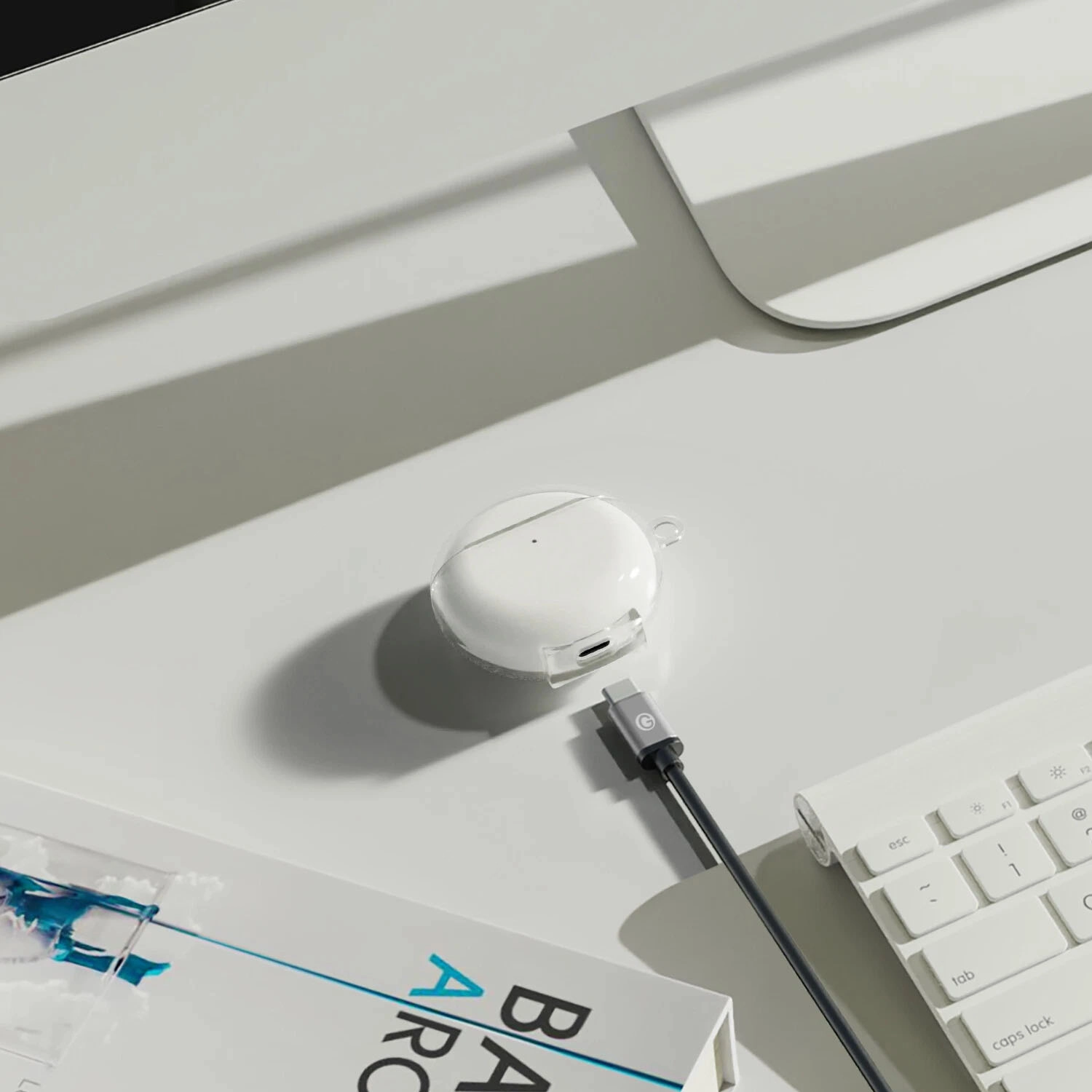 Forzacase Huawei Freebuds 7i ile uyumlu Şeffaf Anahtar Askılıklı Bluetooth Kulaklık Kılıfı - FC927