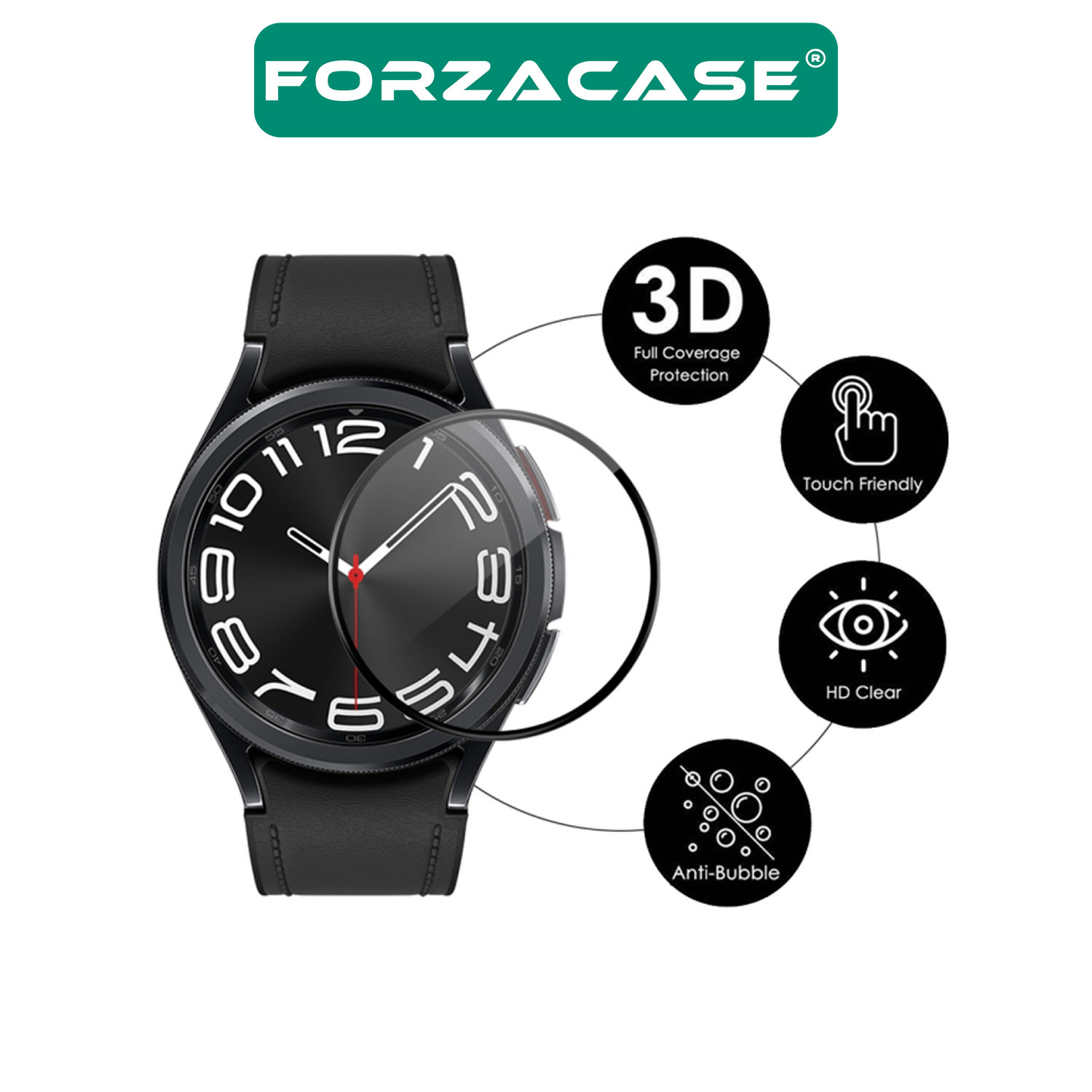 Forzacase Samsung Galaxy Watch 6 Classic 43mm için Tam Kaplayan 3D Pet Ekran Koruyucu Film - FC016