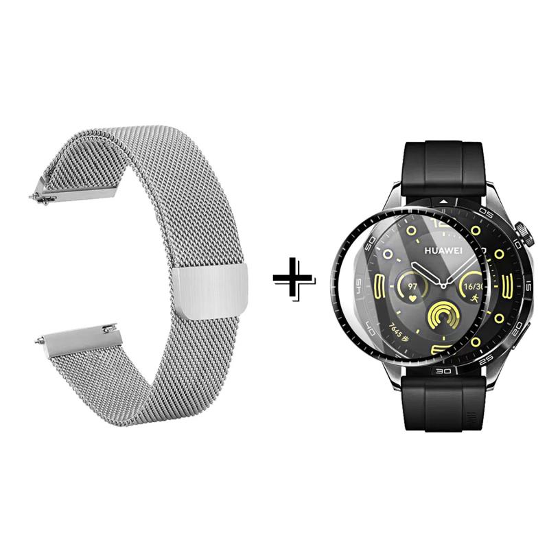 Forzacase Huawei Watch GT4 41mm için Metal Mıknatıslı Kordon Kayış + Ekran Koruma Filmi - FC356
