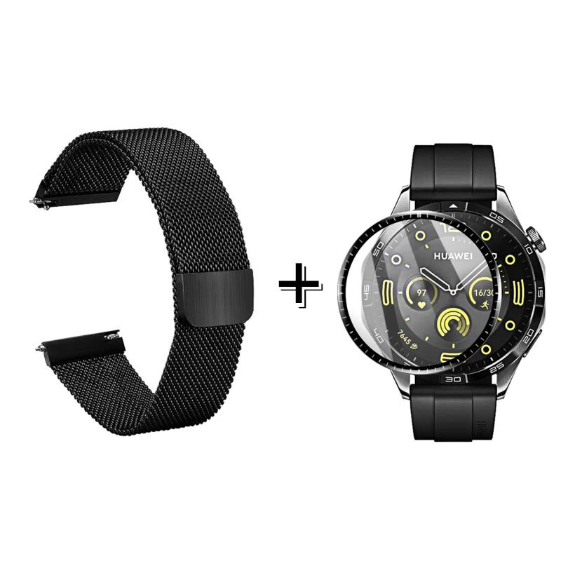 Forzacase Huawei Watch GT4 41mm için Metal Mıknatıslı Kordon Kayış + Ekran Koruma Filmi - FC356