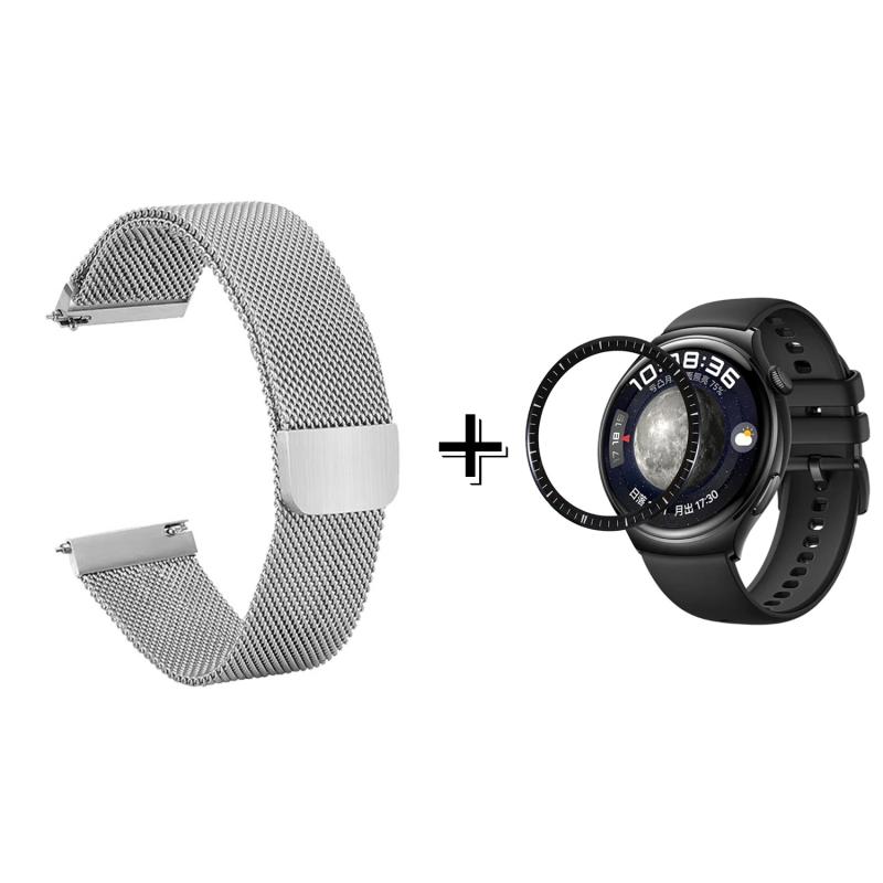 Forzacase Huawei Watch 4 Pro için Metal Mıknatıslı Kordon Kayış + Ekran Koruma Filmi - FC096