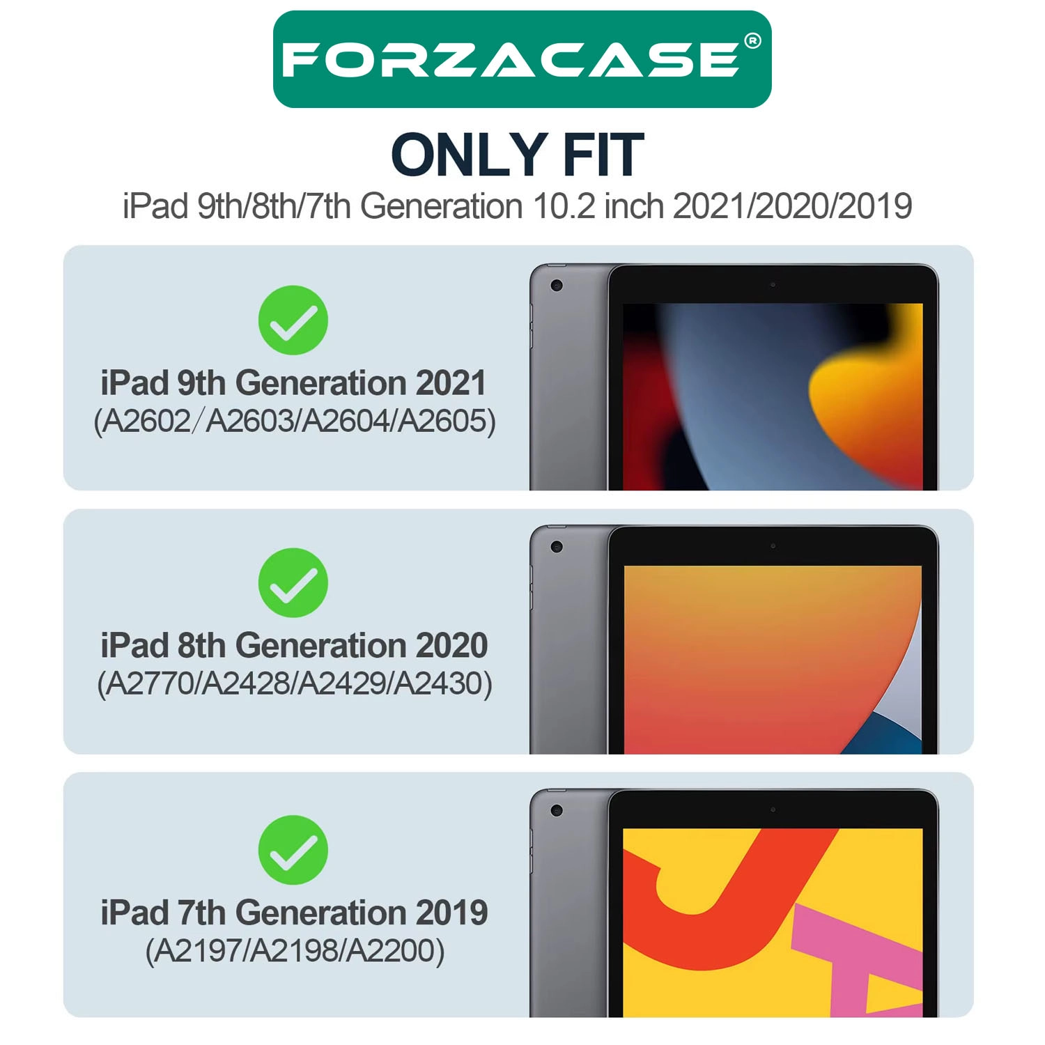 Forzacase iPad 8. Nesil 10.2 inch 2020 A2428 A2429 ile uyumlu Anti Shock Silikon Kılıf Şeffaf FC014