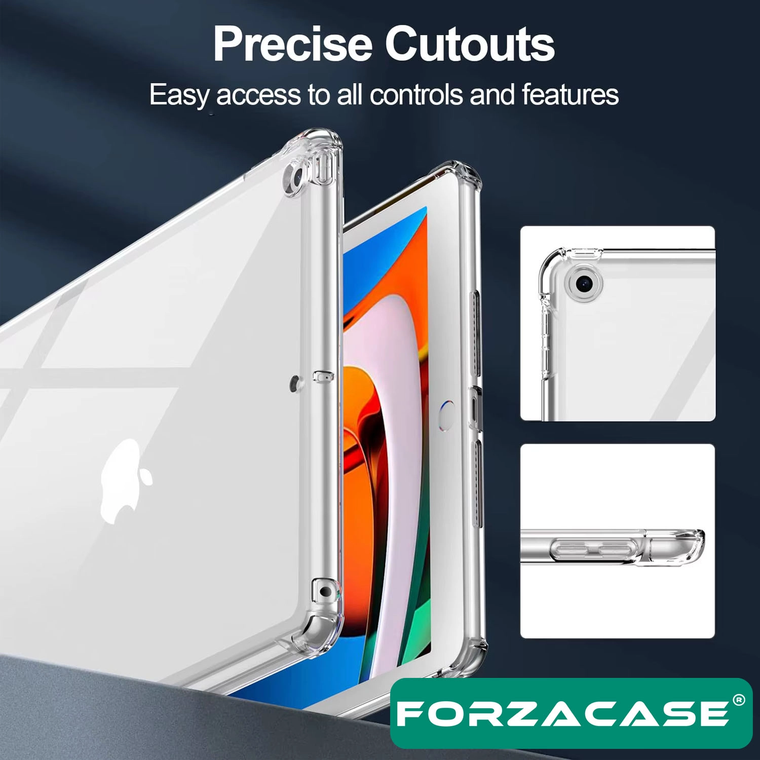 Forzacase iPad 8. Nesil 10.2 inch 2020 A2428 A2429 ile uyumlu Anti Shock Silikon Kılıf Şeffaf FC014