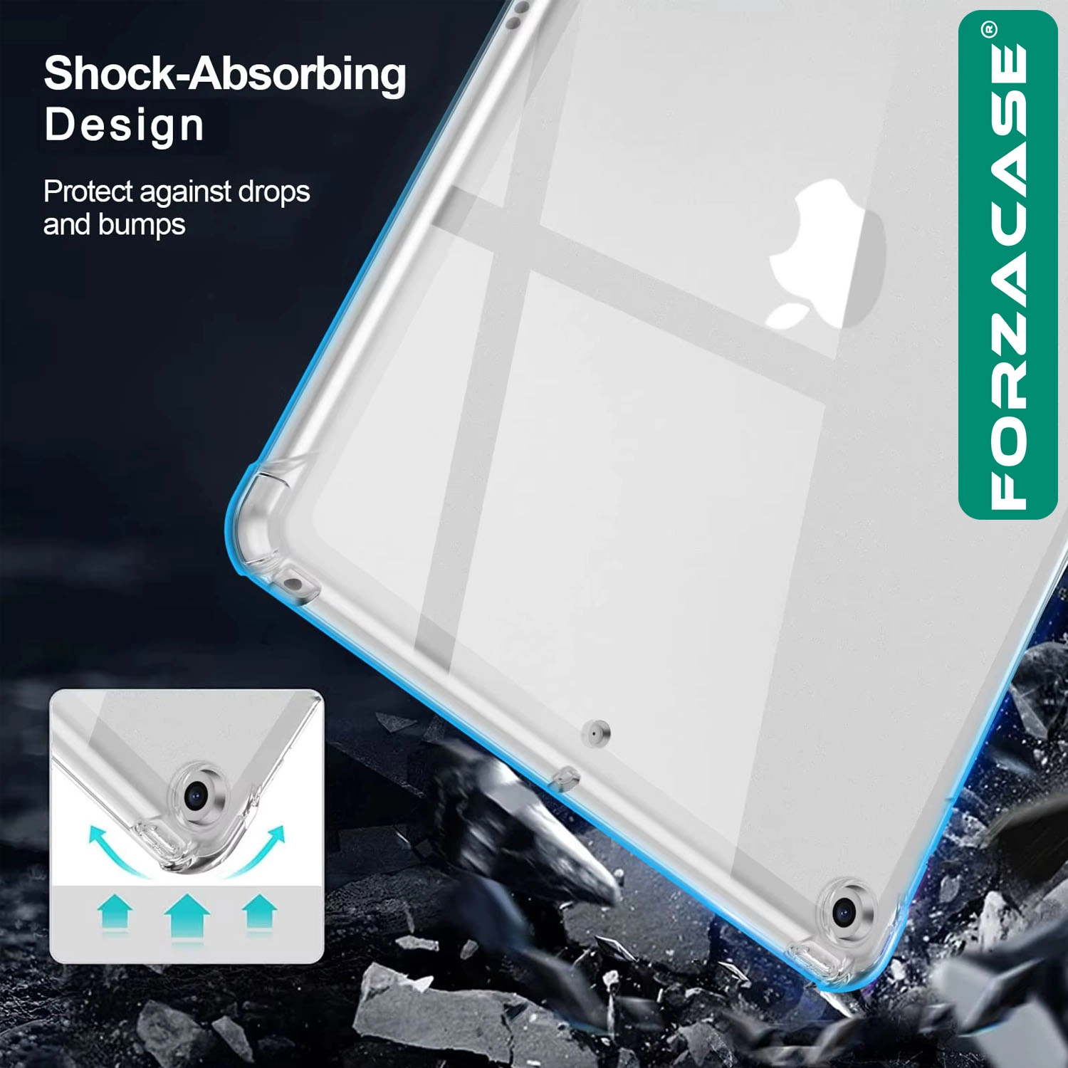 Forzacase iPad 9. Nesil 10.2 inch 2021 A2603 A2604 ile uyumlu Anti Shock Silikon Kılıf Şeffaf FC014