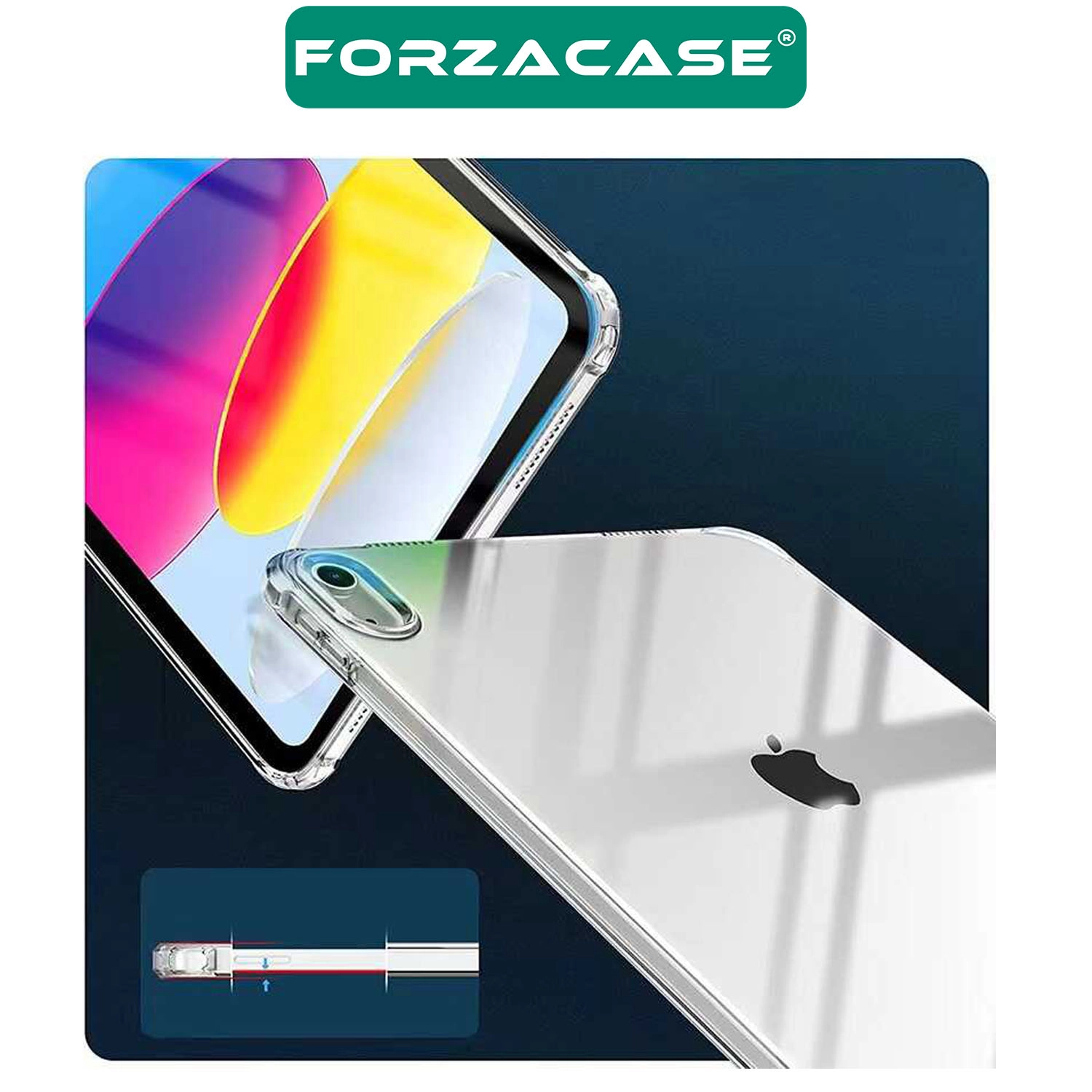 Forzacase iPad 11. Nesil 11 inch 2025 A3355 A3356 ile uyumlu Anti Shock Silikon Kılıf Şeffaf - FC014