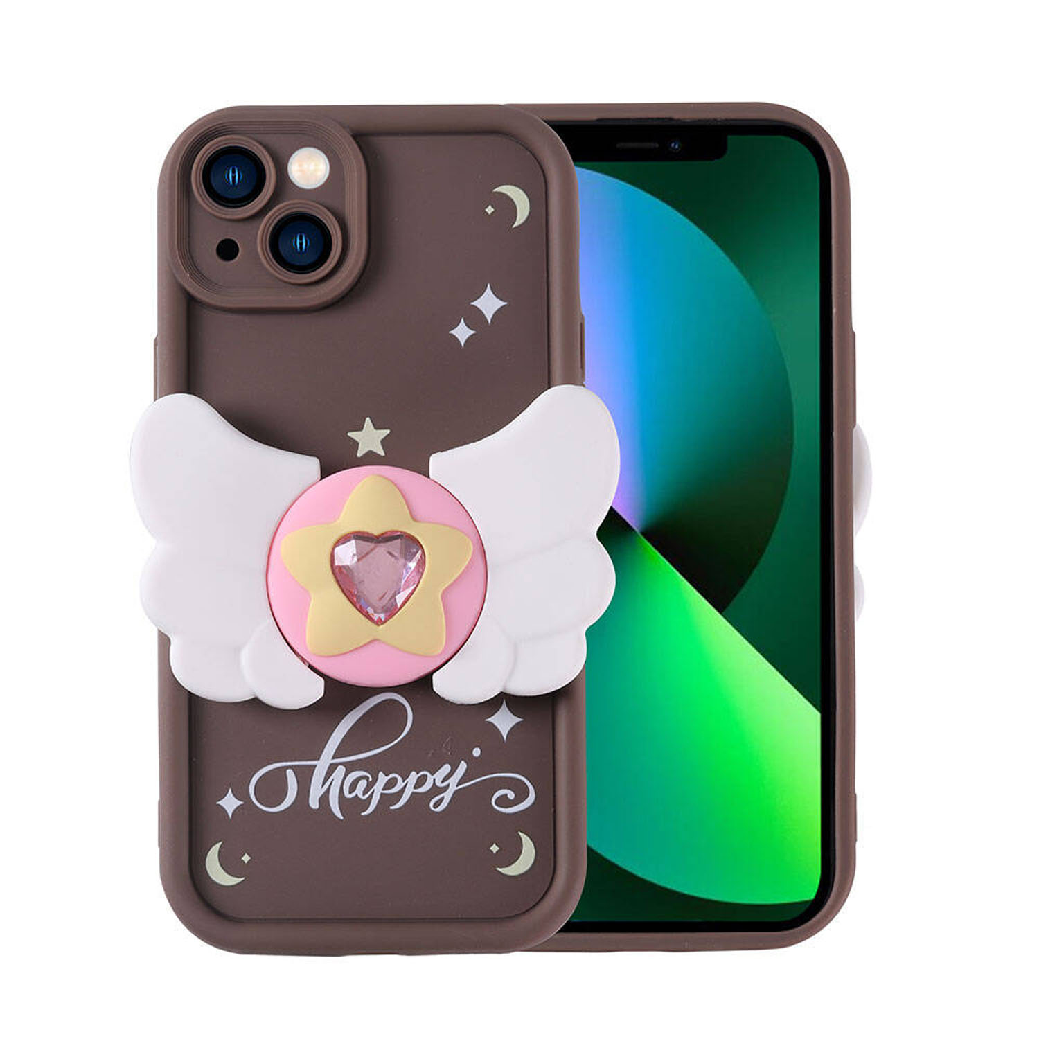 Forzacase iPhone 13 ile uyumlu Butterfly Serisi 3D Kelebek Figür Tasarımlı Silikon Kılıf