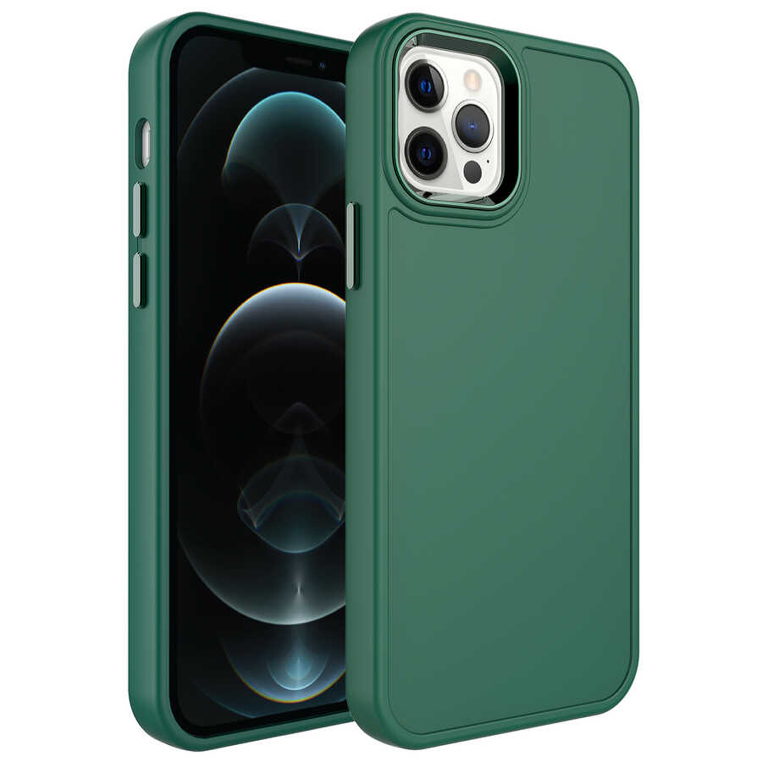 Forzacase iPhone 14 Pro Max uyumlu Rock Serisi Metal Buton ve Kamera Çerçeveli Sert Silikon Kılıf
