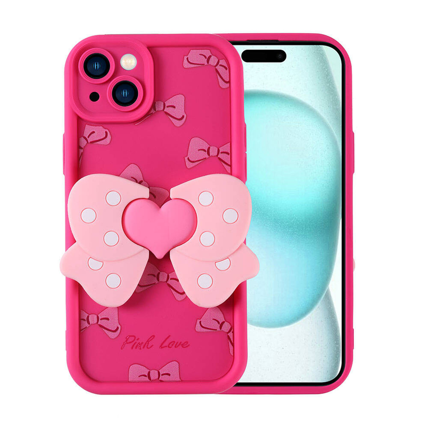 Forzacase iPhone 15 Plus ile uyumlu Butterfly Serisi 3D Kelebek Figür Tasarımlı Silikon Kılıf