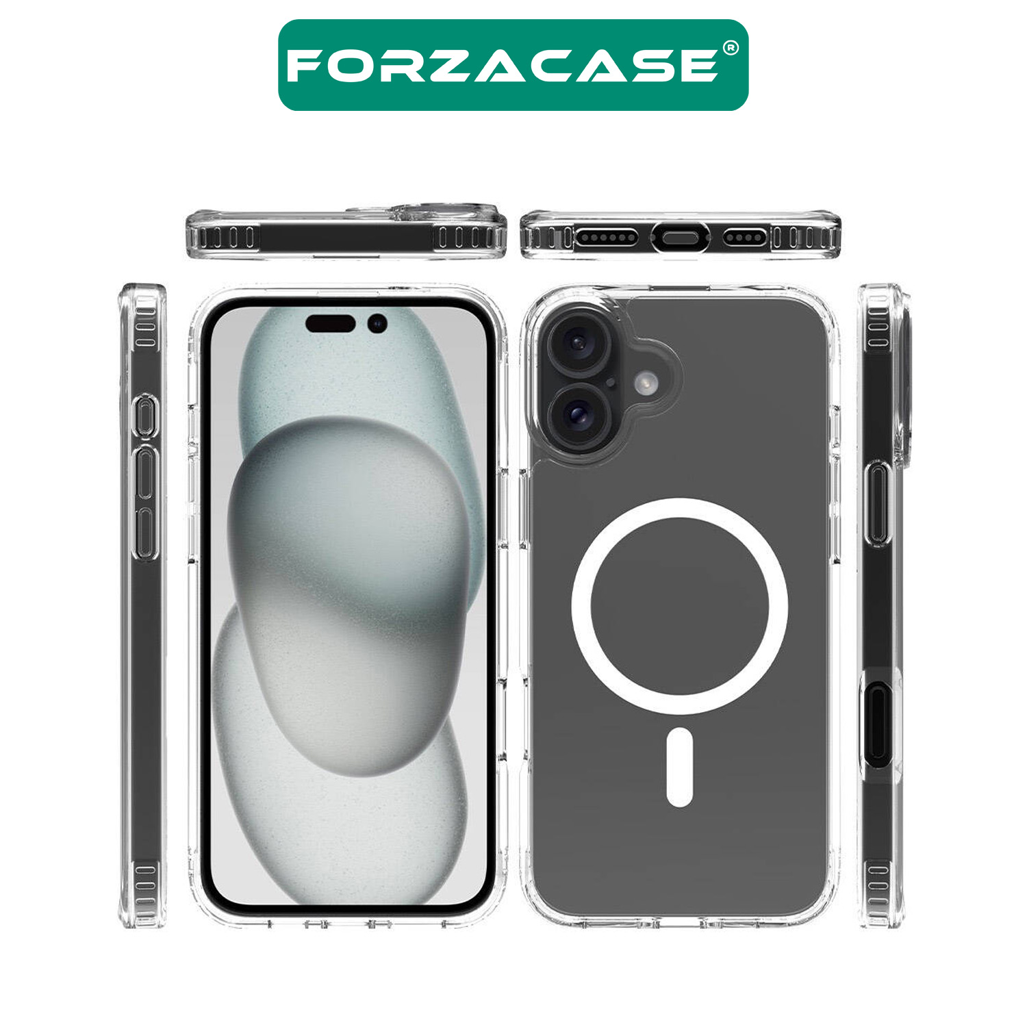 Forzacase iPhone 16 ile uyumlu ClearMag Serisi Magsafe Şarj Özellikli Şeffaf Sert PC Kılıf