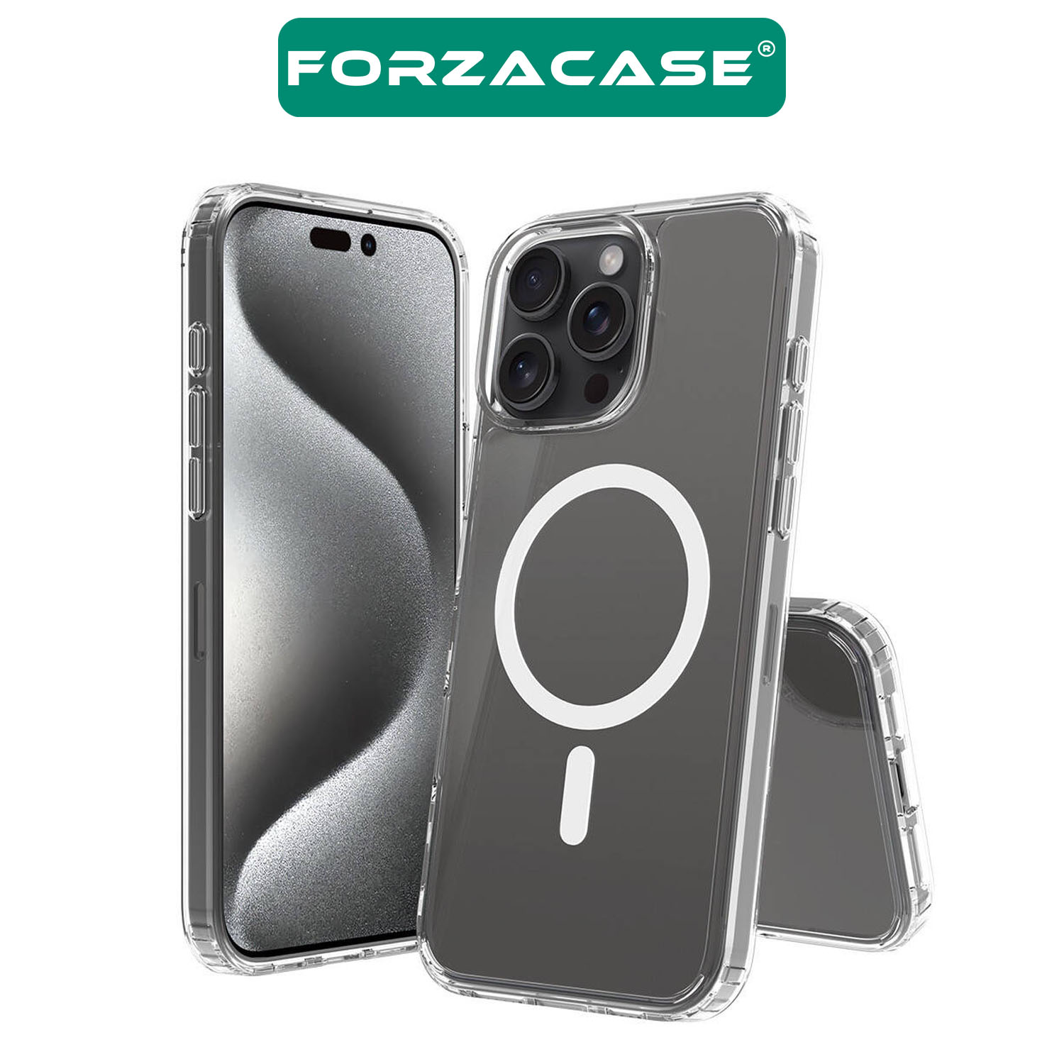 Forzacase iPhone 16 Pro Max ile uyumlu ClearMag Serisi Magsafe Şarj Özellikli Şeffaf Sert PC Kılıf