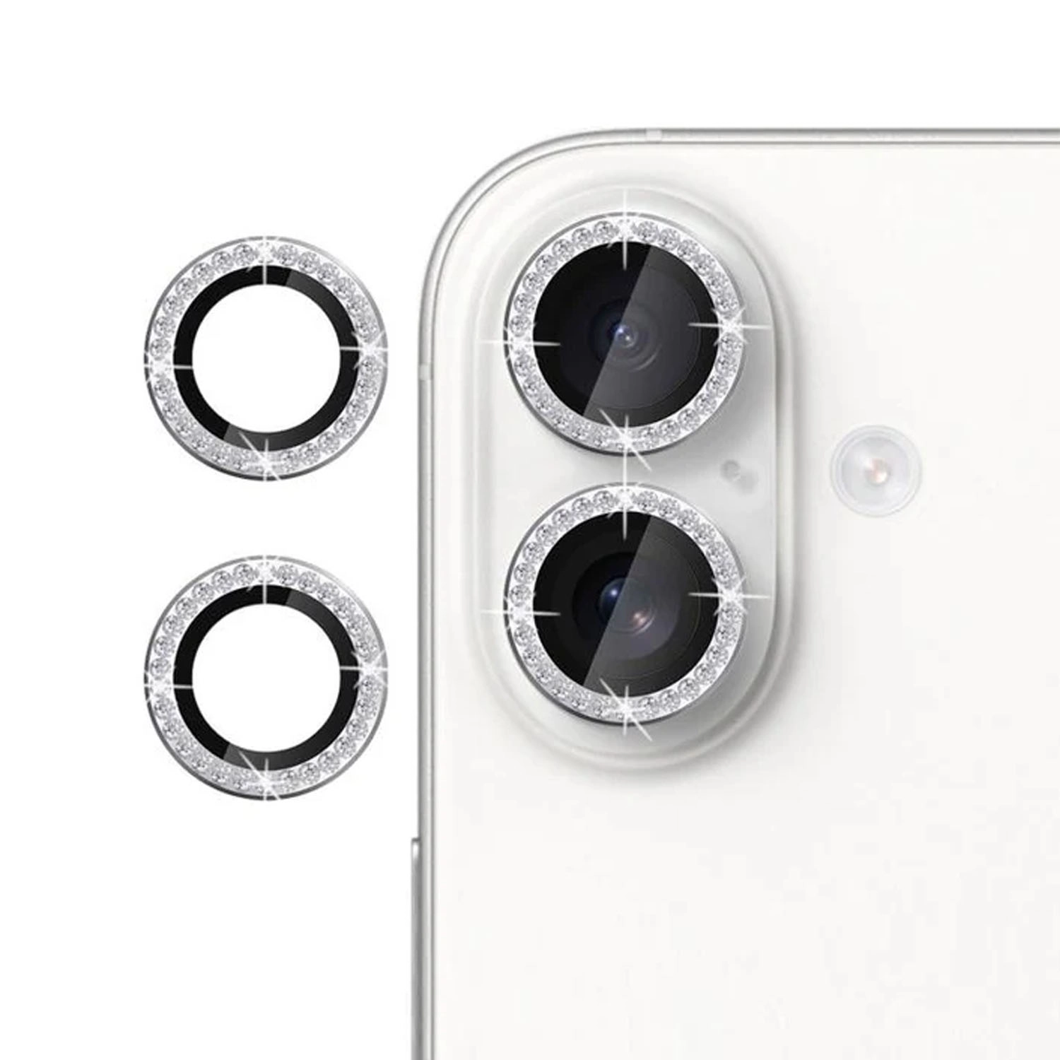 Forzacase iPhone 17 ile uyumlu Elmas Taşlı Kamera Camı Lens Koruyucu Halka Seti - FC1126