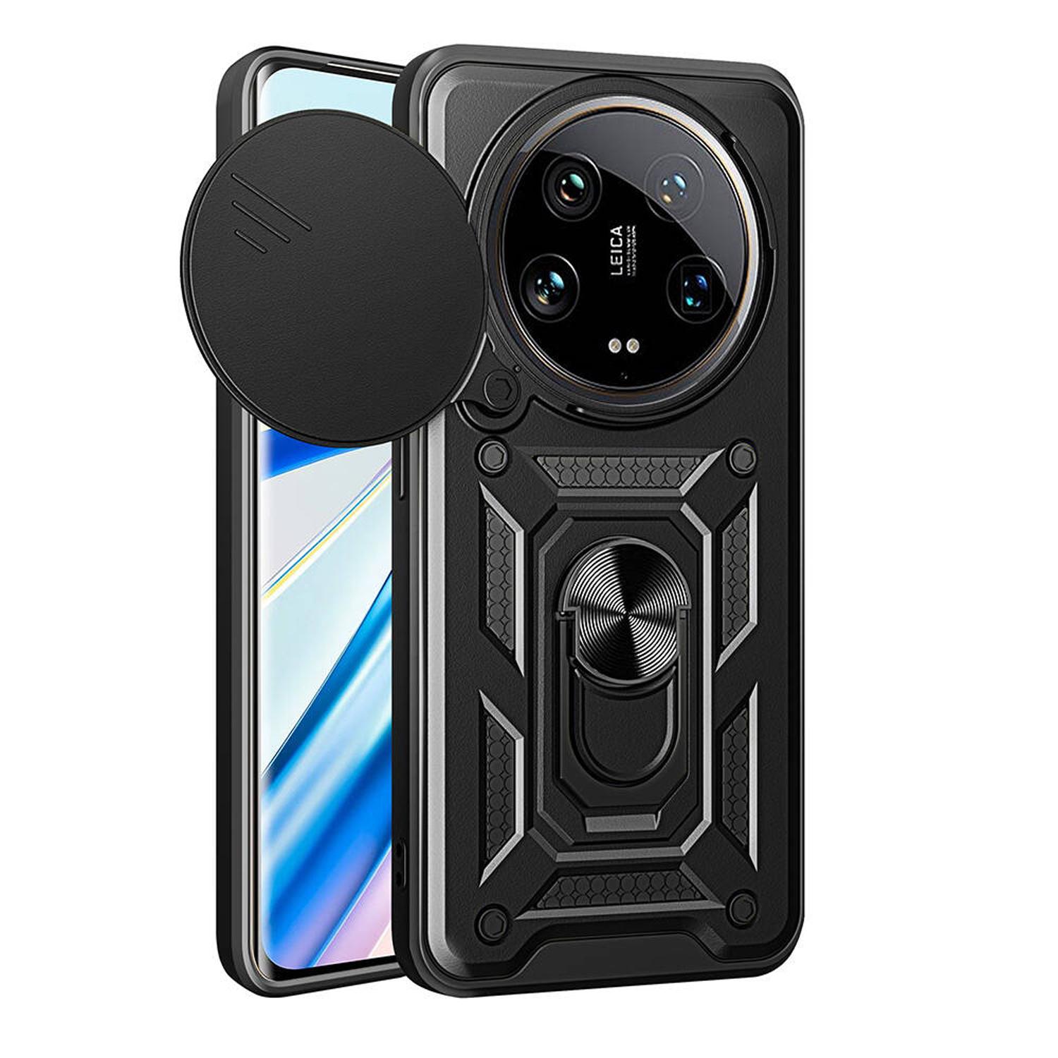 Forzacase Xiaomi Mi 14 Ultra ile uyumlu Ares Serisi Yüzük Standlı Kamera Korumalı Sürgülü Sert Kılıf