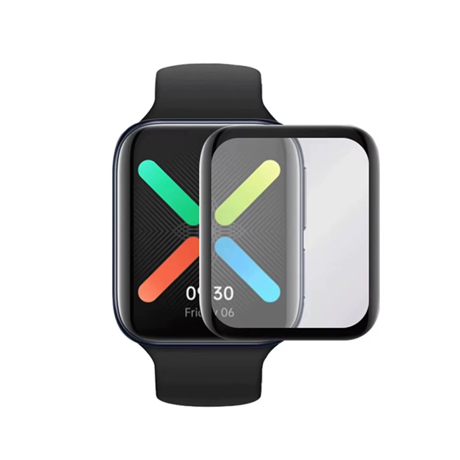 Forzacase Oppo Watch 46mm ile uyumlu Çerçeveli Tam Kaplayan 3D Pet Ekran Koruyucu Film - FC016