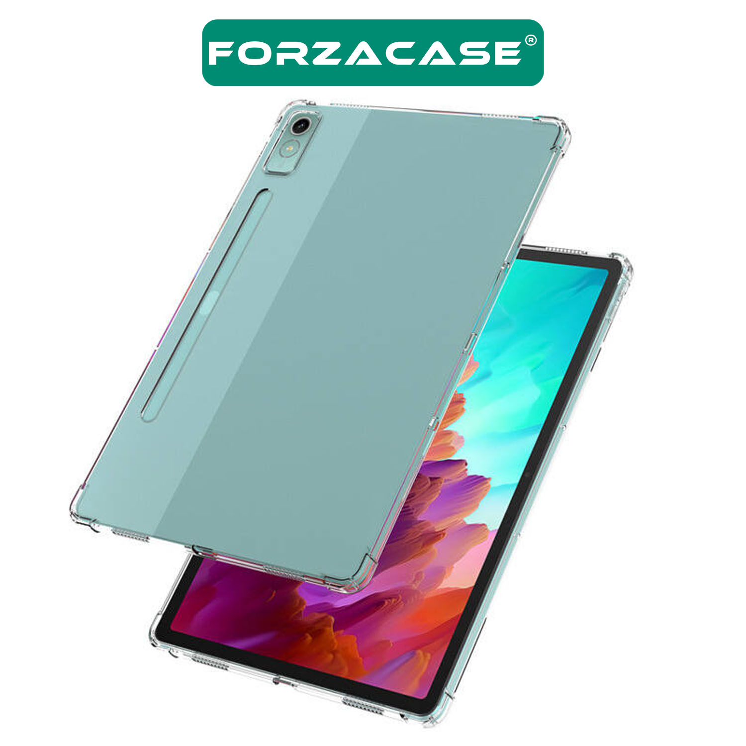 Forzacase Lenovo Tab P12 12.7’’ ile uyumlu Anti Shock Silikon Kılıf + Temperli Kırılmaz Cam - FC014