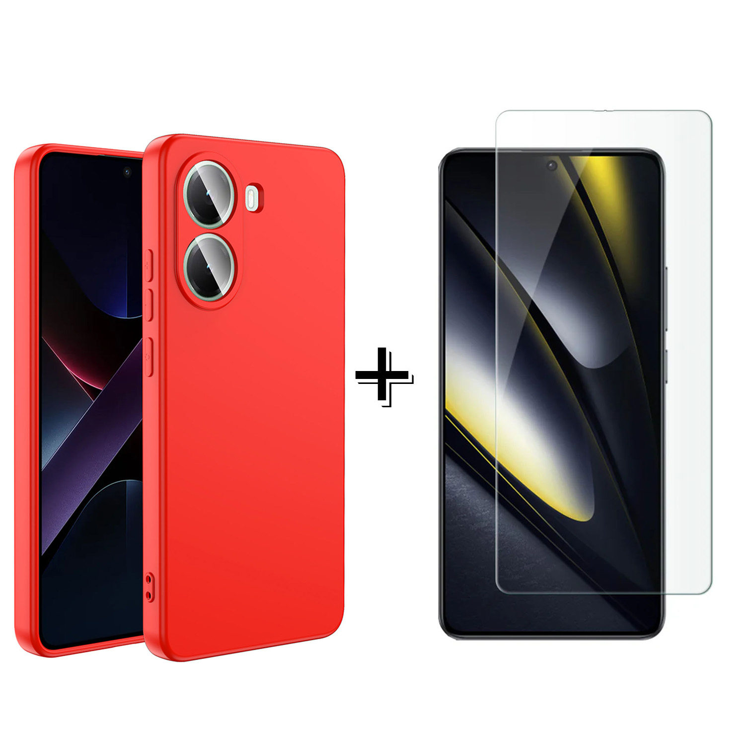 Forzacase Xiaomi Poco X7 Pro Liquid İçi Kadife Lansman Silikon Kılıf + Temperli Cam Ekran Koruyucu