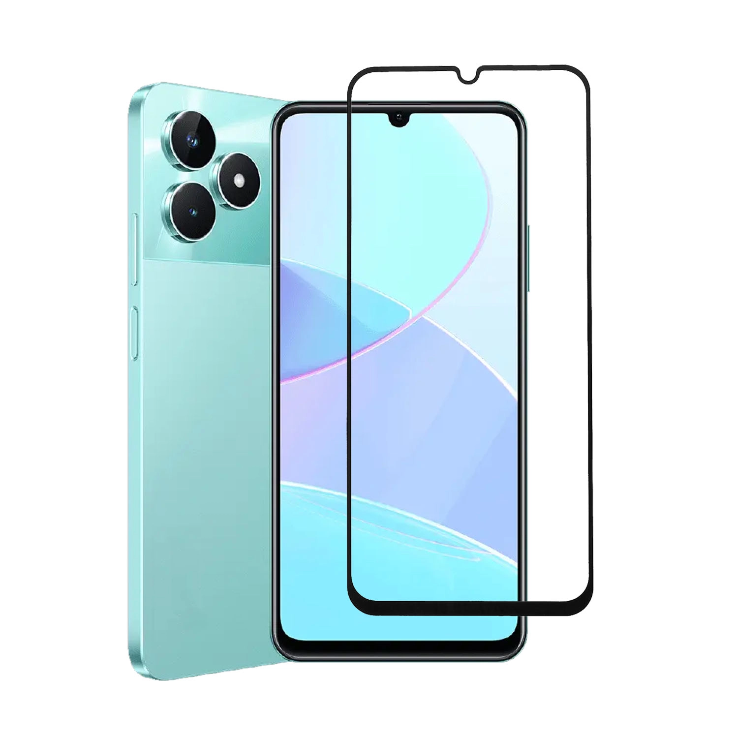 Forzacase Realme C51 ile uyumlu Çerçeveli Tam Kaplayan Temperli Ekran Koruyucu - FC003