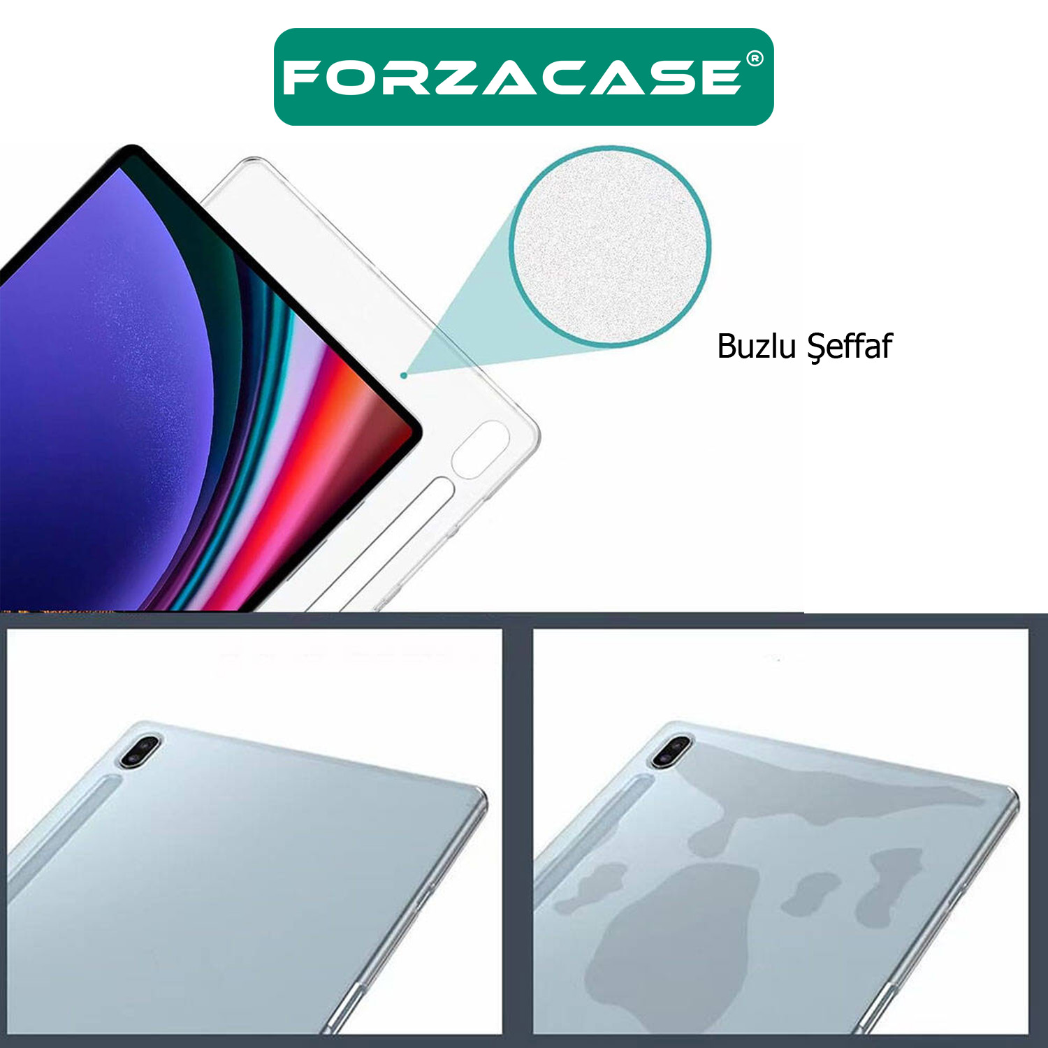 Forzacase Samsung Galaxy Tab S7 FE T737 12.4’’ ile uyumlu Silikon Kılıf Buzlu Şeffaf - FC013