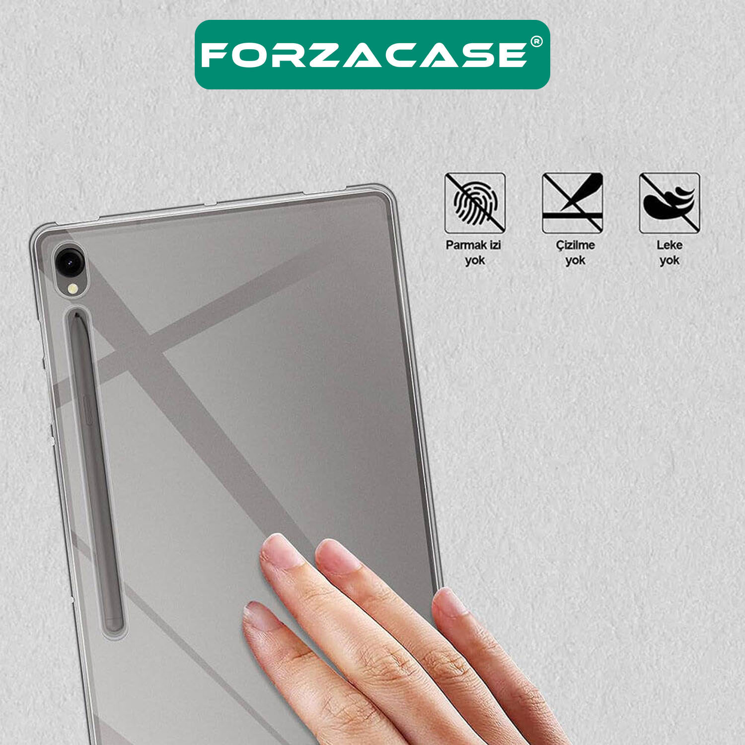 Forzacase Samsung Galaxy Tab S9 FE X510 için Silikon Kılıf + Temperli Cam Ekran Koruyucu - FC013