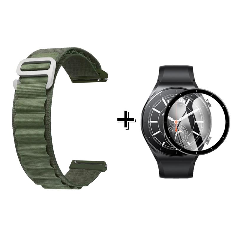 Forzacase Xiaomi Watch S1 için Kancalı Kumaş Kordon Kayış + Ekran Koruma Filmi - FC156
