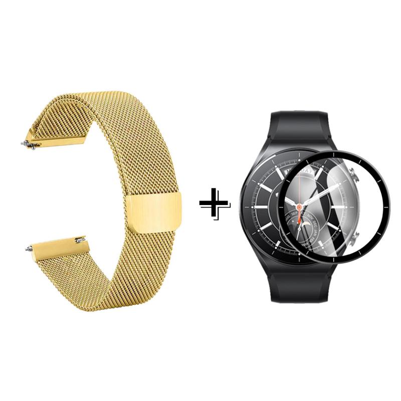 Forzacase Xiaomi Watch S1 için Metal Mıknatıslı Kordon Kayış + Ekran Koruma Filmi - FC096