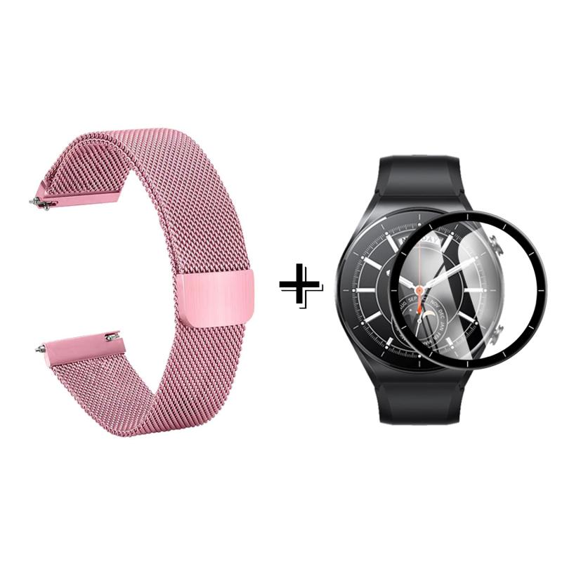 Forzacase Xiaomi Watch S1 için Metal Mıknatıslı Kordon Kayış + Ekran Koruma Filmi - FC096