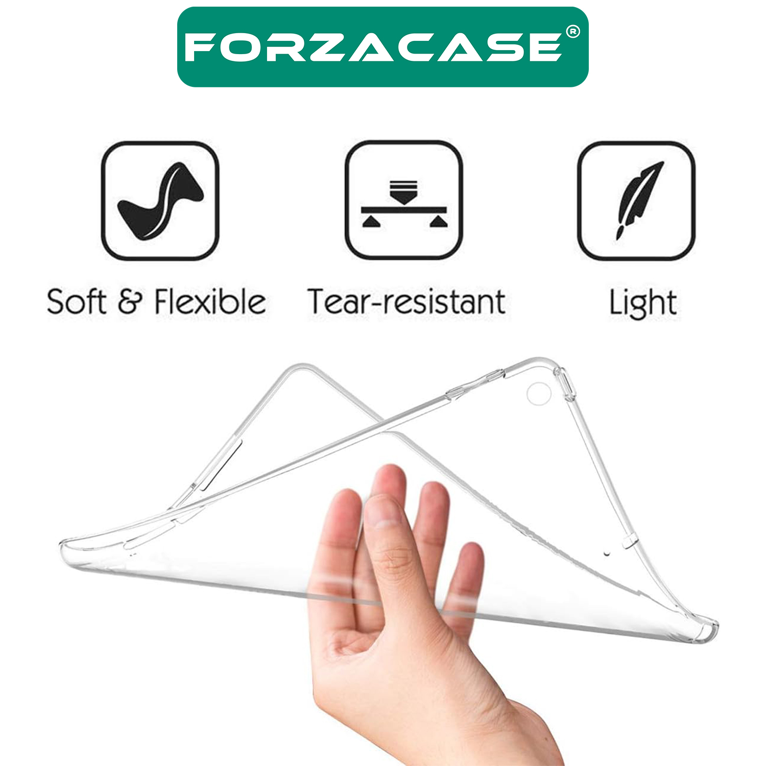 Forzacase Apple iPad 9.7 inch ile Uyumlu Silikon Kılıf Şeffaf - FC013