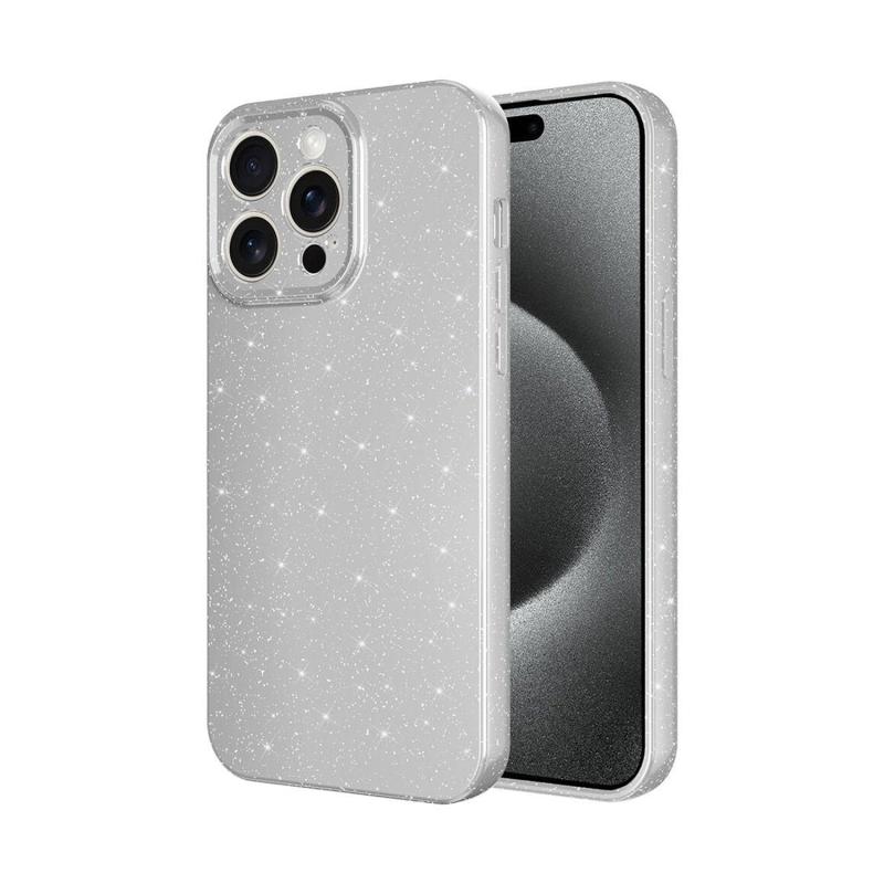 Forzacase iPhone 15 Pro uyumlu Glare Serisi Kamera Korumalı Simli Silikon Kılıf