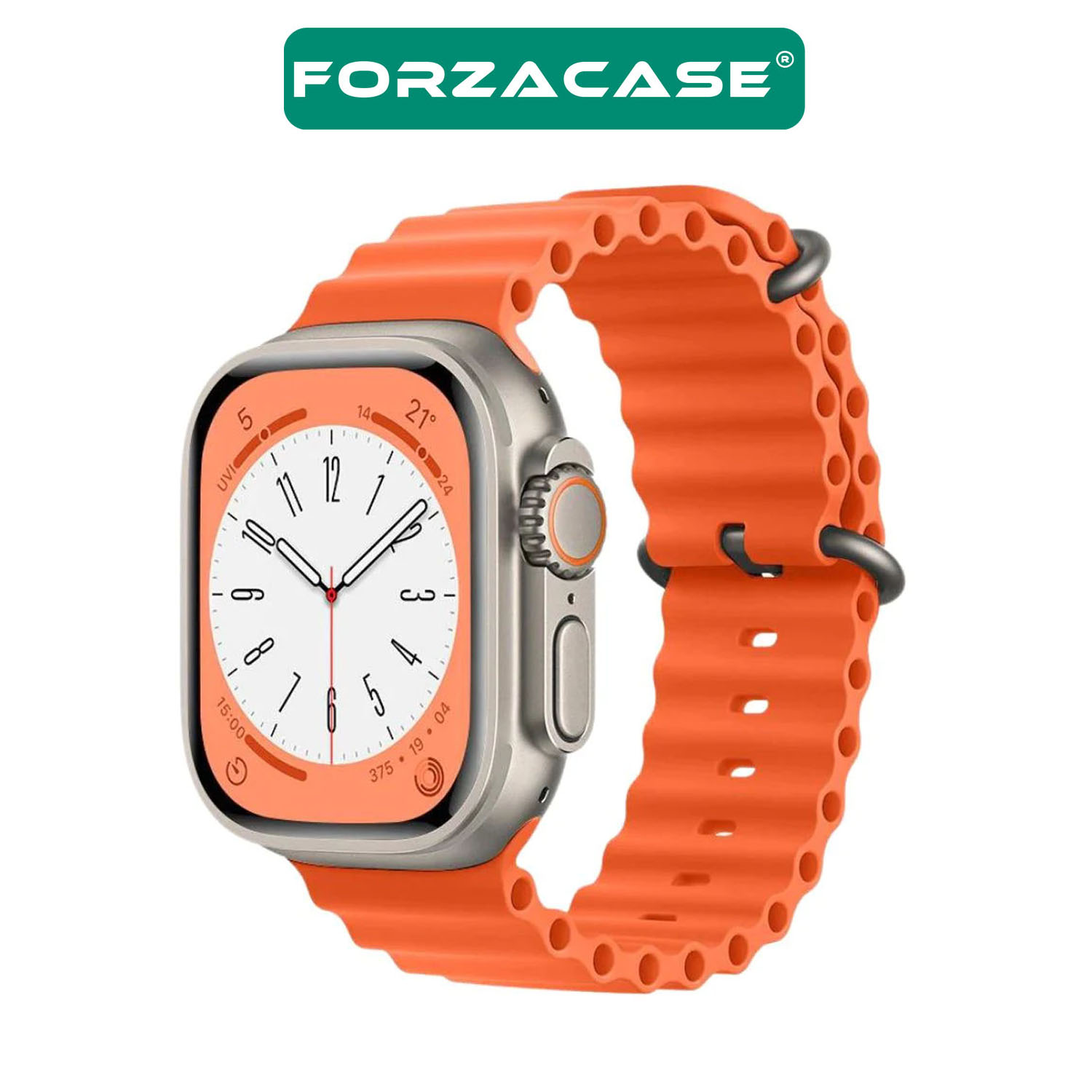 Forzacase Apple Watch 41mm uyumlu Ocean Silikon Kordon Kayış + Ekran Kasa Koruyuculu Kılıf - FC006