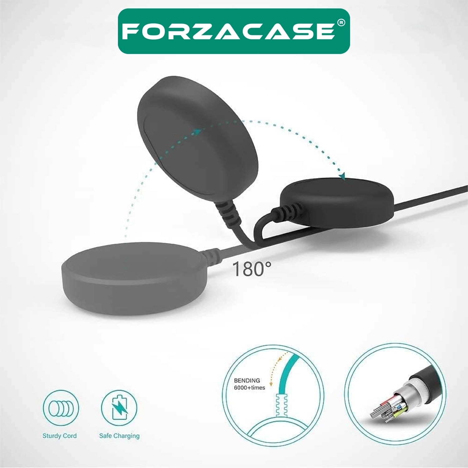 Forzacase Samsung Galaxy Watch 8 Classic 46mm ile uyumlu Type-C Manyetik Şarj Kablosu - FC017