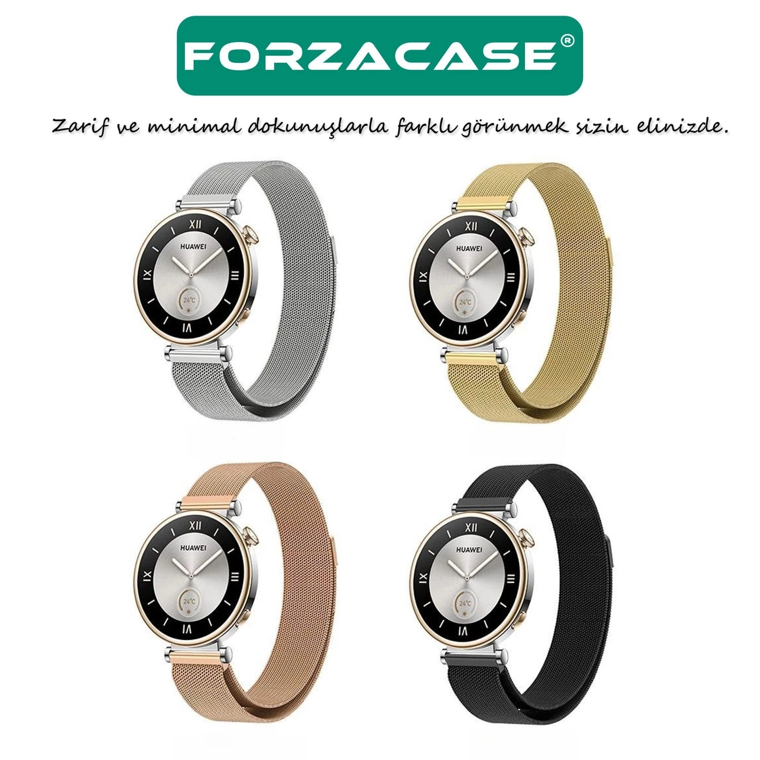 Forzacase Huawei Watch GT 7 41mm ile uyumlu Metal Mıknatıslı Kordon Kayış - FC356