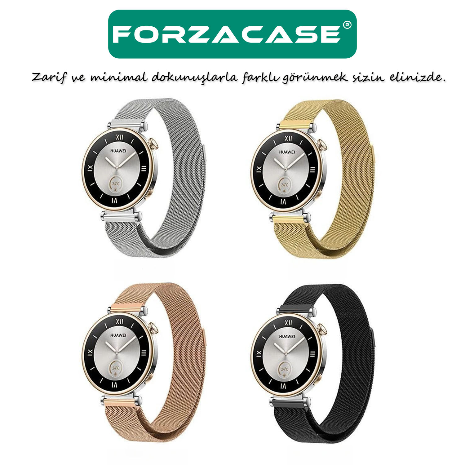 Forzacase Huawei Watch GT5 Pro 42mm ile uyumlu Metal Mıknatıslı Kordon Kayış - FC356