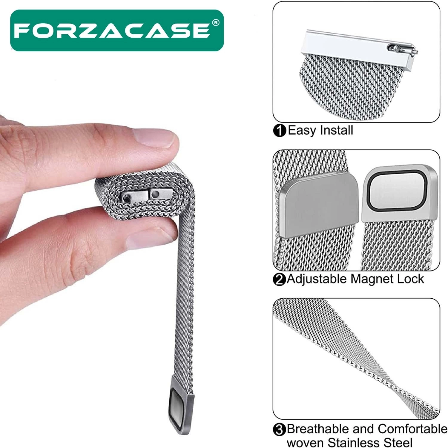 Forzacase Huawei Watch GT 7 41mm ile uyumlu Metal Mıknatıslı Kordon Kayış - FC356
